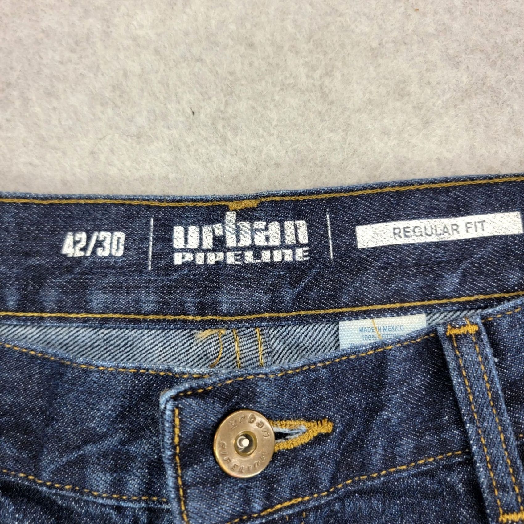 Vintage Urban Pipeline Jeans Mens 42x30Blue Regular Fit Straight Denim Pants Size US 42 / EU 58 - 3 Thumbnail