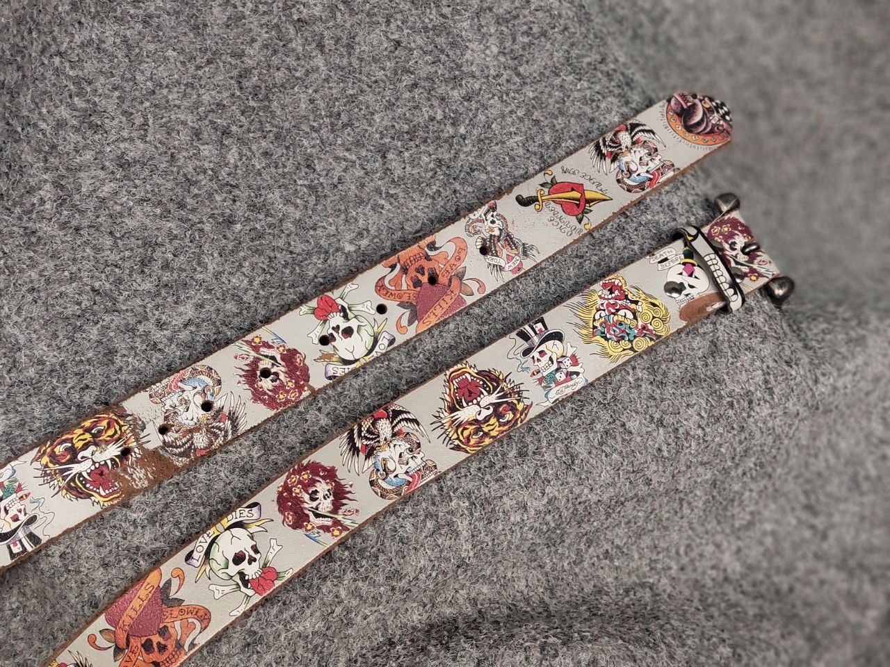 Ed Hardy Vintage Ed Hardy Multi Logo Brown Leather Belt Y2K Style Size ONE SIZE - 16 Thumbnail