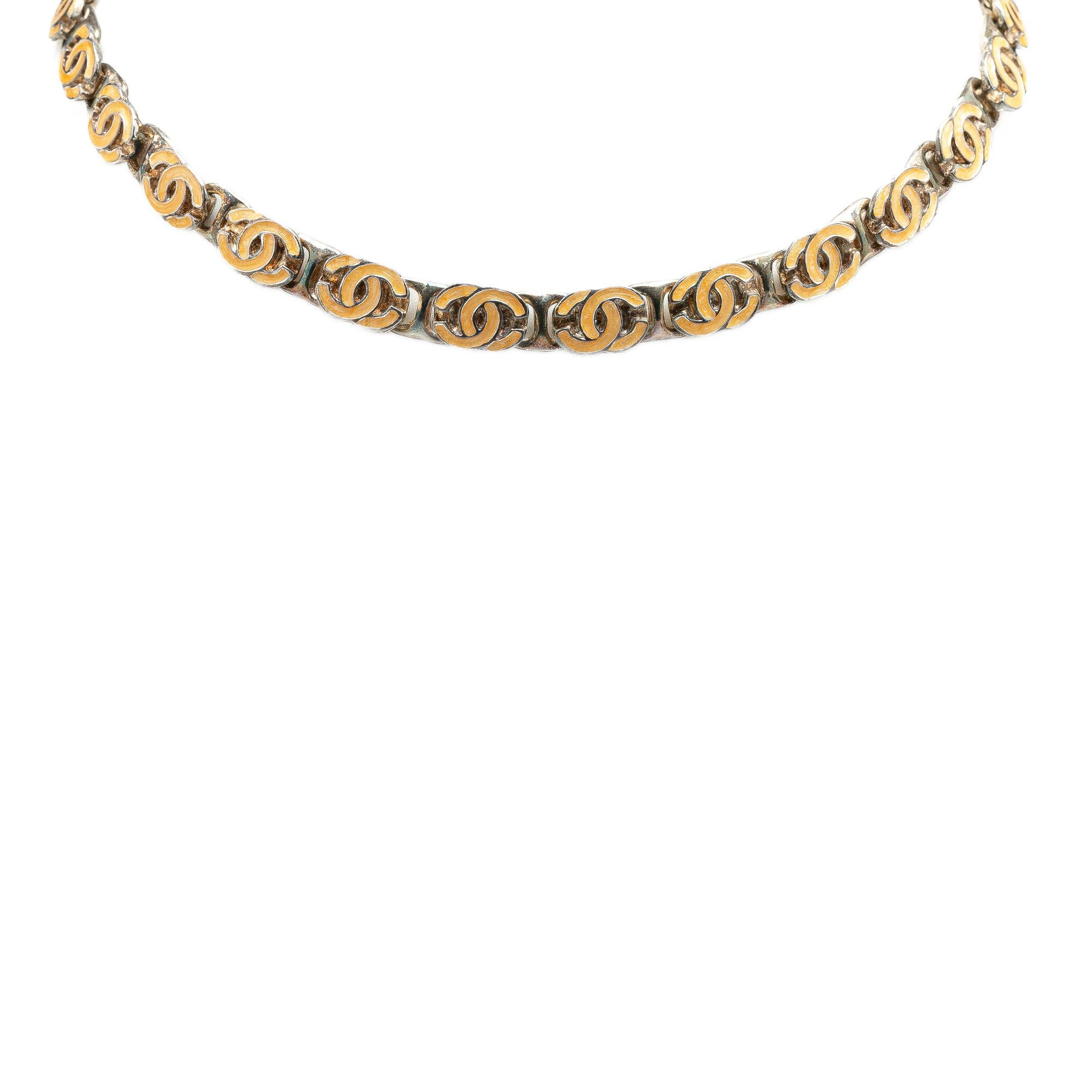 Chanel Chanel Brass Enamel CC Chain Necklace Yellow Size ONE SIZE - 1 Thumbnail