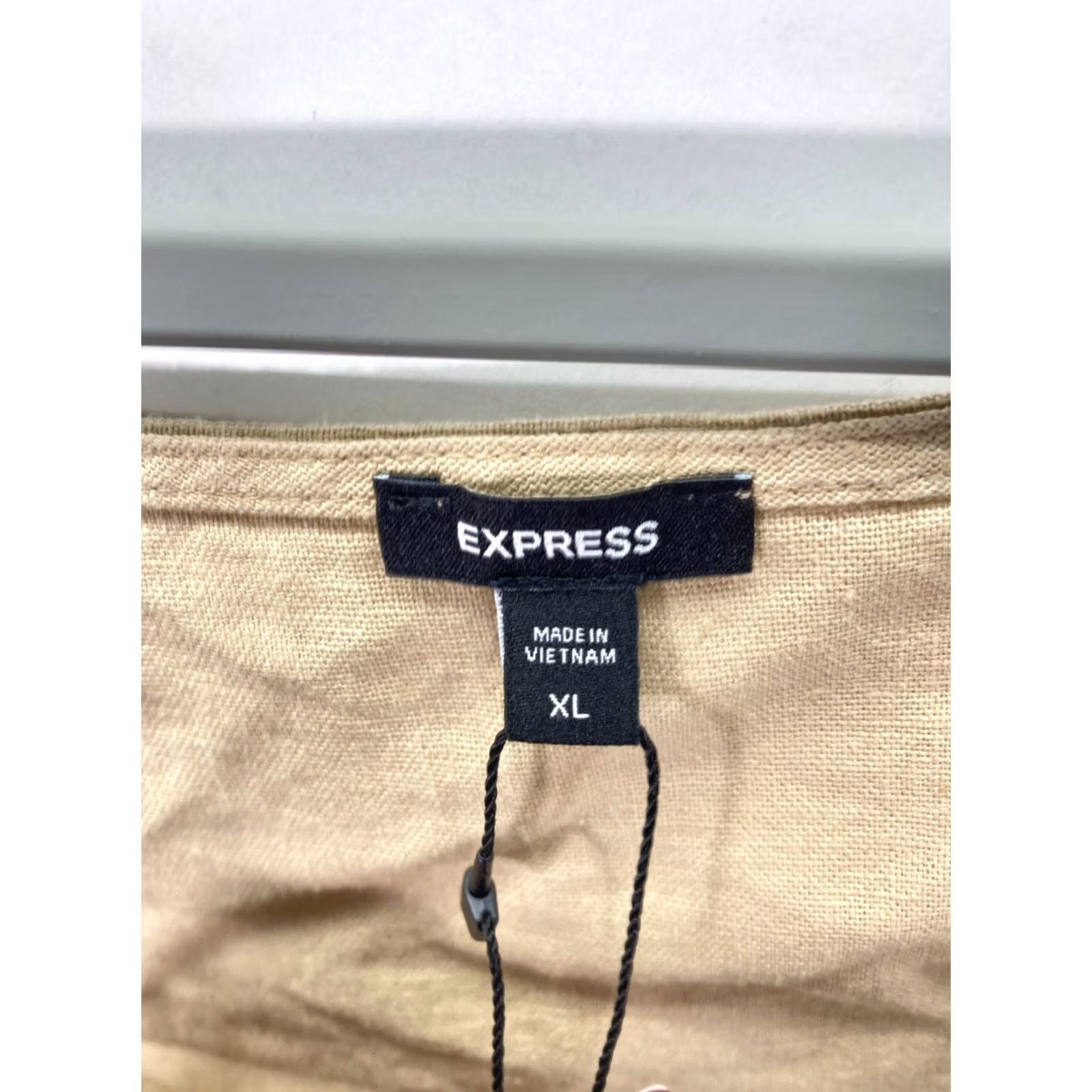 Express Express Linen Tank Top Womens XL Beige Khaki Square Neck Wide Strap NWT Size XL / US 12-14 / IT 48-50 - 7 Thumbnail