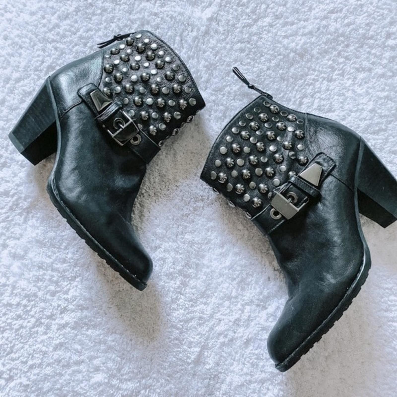 Stuart Weitzman Stuart Weitzman NWOB Black Leather Studded Moto Style Bootie Size US 6.5 / IT 36.5 - 1 Thumbnail