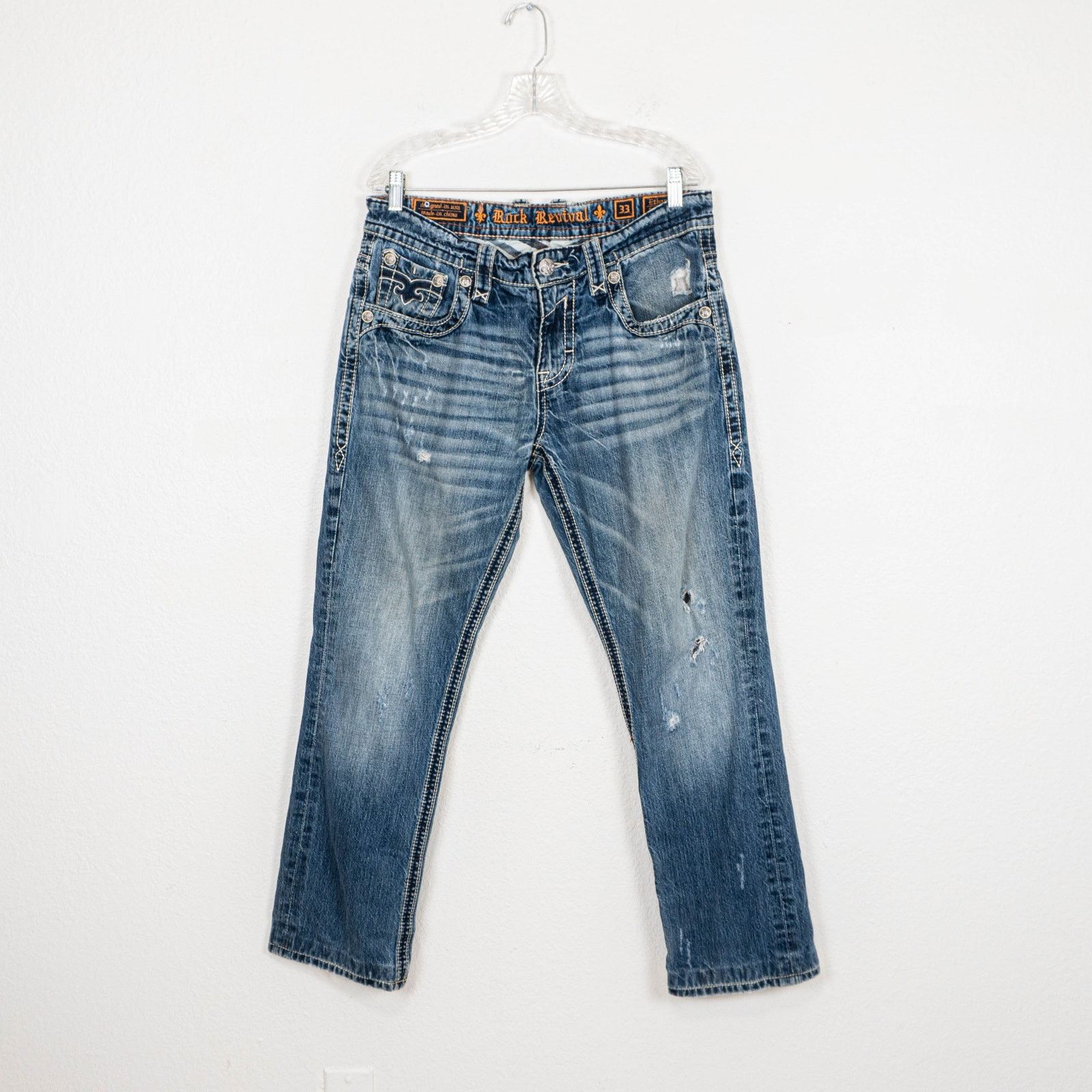 Rock Revival Rock Revival Ethan Straight Denim Jeans ripped Distressed 33 Size US 33 - 1 Thumbnail