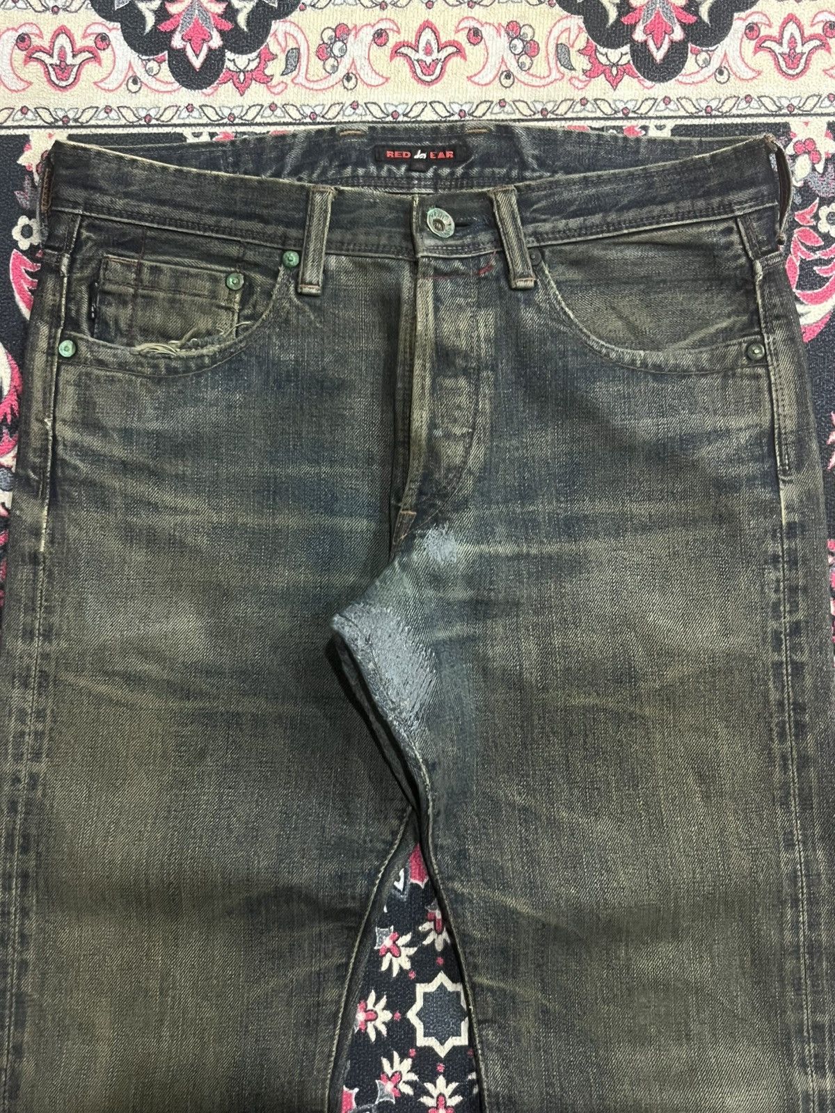 Paul Smith Red Ear Vintage Paul Smith Red Ear Mud Whisker Washed Selvedge Jeans Size US 29 - 4 Thumbnail