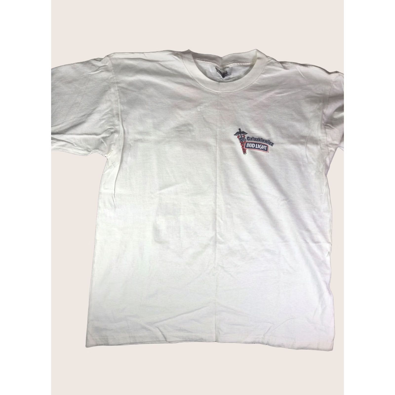 Budweiser VINTAGE Bud Light Dr. Galazkiewitz Yes I Am T Shirt XL Mens White Budweiser 1990s Size US XL / EU 56 / 4 - 1 Thumbnail