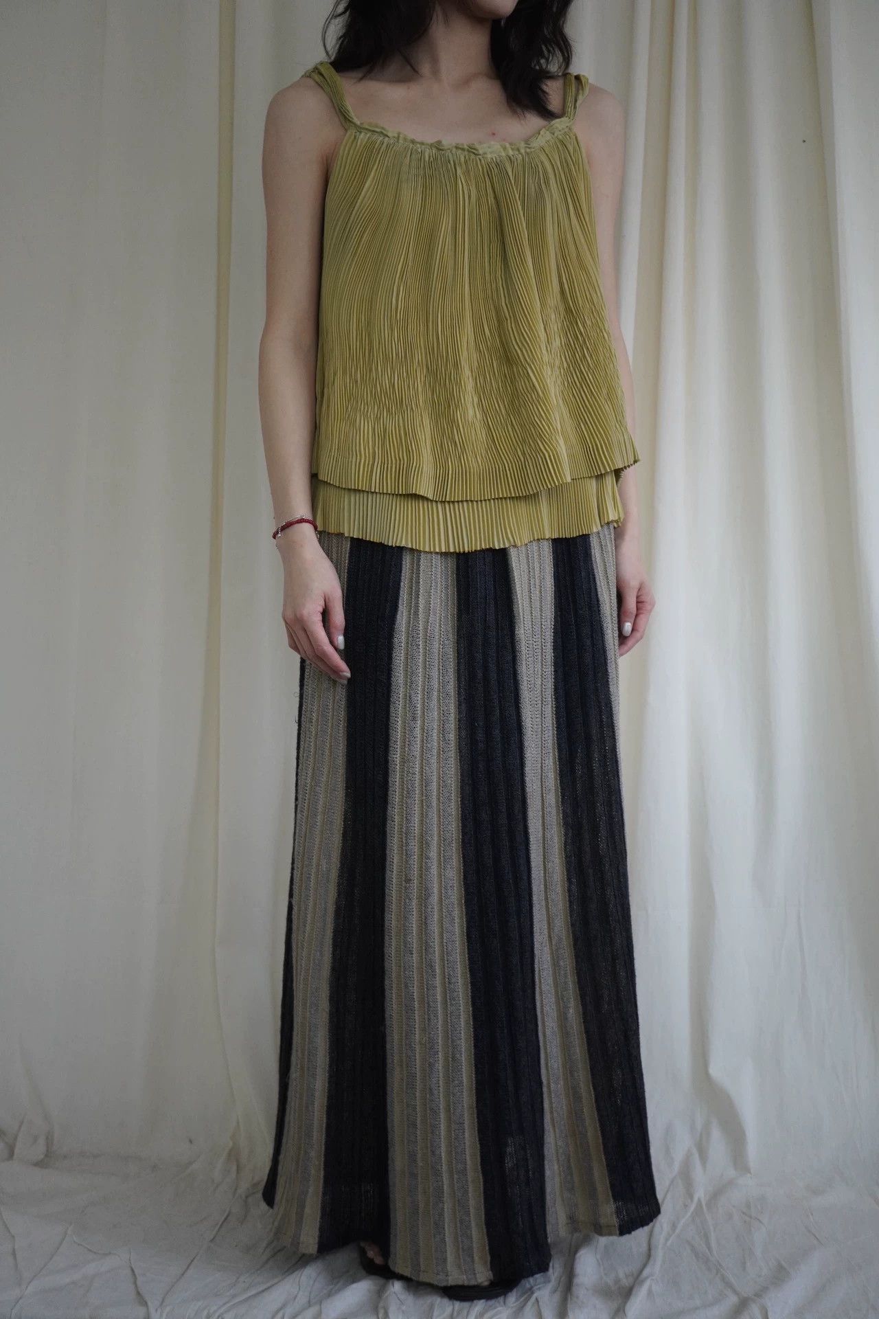Issey Miyake Issey Miyake 2000s Yellow-Green Double Layer Cami Top Size ONE SIZE - 2 Thumbnail