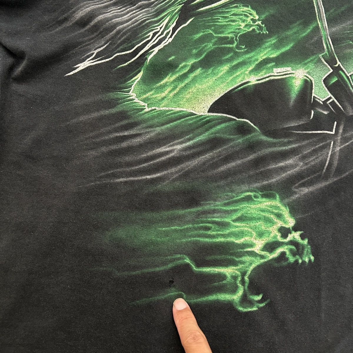 Vintage Vintage Grim Reaper Biker Tee – Green Flames Size US L / EU 52-54 / 3 - 4 Thumbnail