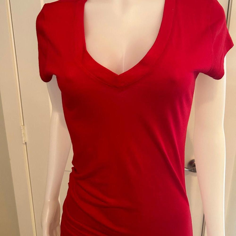 Designer Black Halo Asymmetrical Ruched T-shirt Dress Size M / US 6-8 / IT 42-44 - 3 Thumbnail