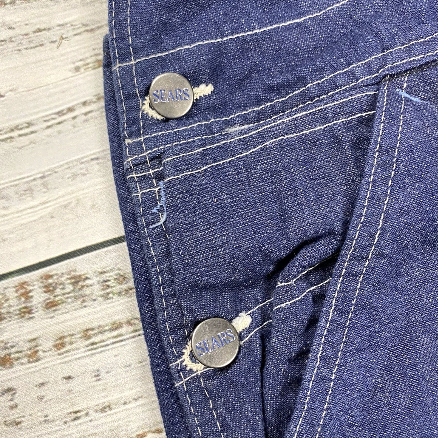 Sears VINTAGE SEARS USA OVERALLS XL BLUE DARK WASH DENIM ZIP POCKET 60S 70S Mens Size US 36 / EU 52 - 4 Thumbnail