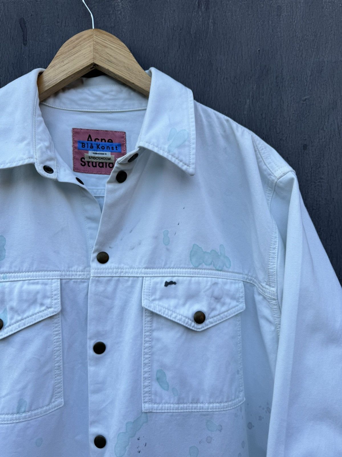 Acne Studios Acne Studios Bla Konst Splatter Painted Denim shirt size M/L Size US M / EU 48-50 / 2 - 2 Thumbnail