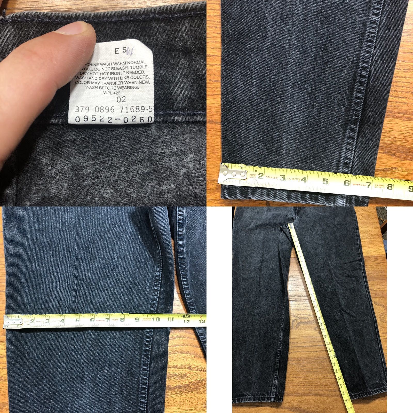 Levi's VINTAGE Levi's 522 Jeans Women 20 30 Black Tapered Fit Tapered Leg USA 90s Size 42" / US 20 - 8 Thumbnail