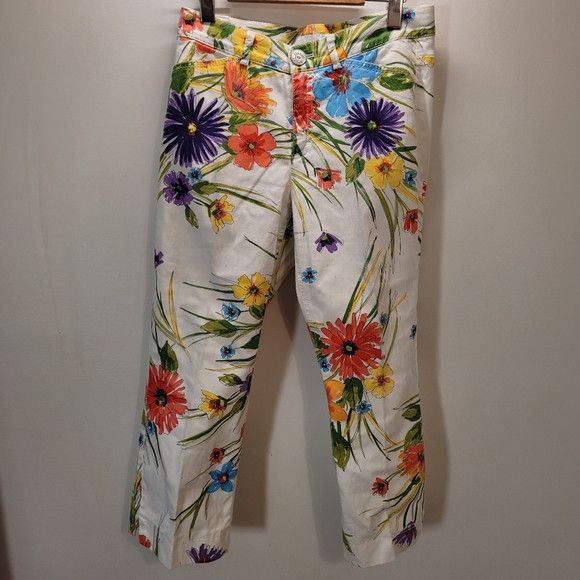 Escada Sport Escada Sport Floral Print White Capris - 28" Waist Size 28" / US 6 / IT 42 - 1 Thumbnail
