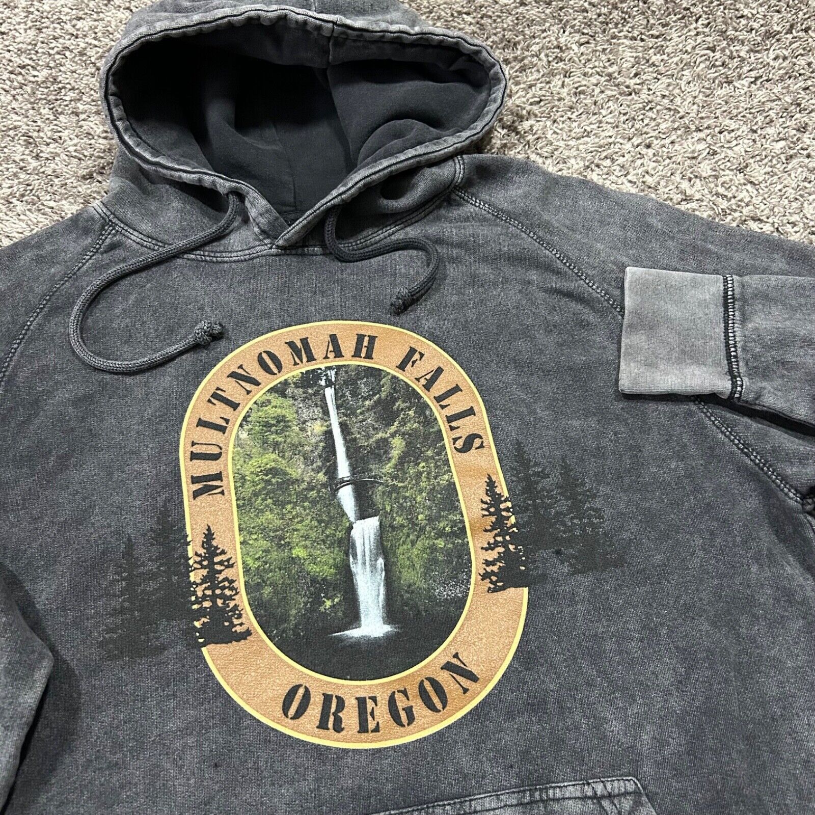 Vintage Multnomah Falls Oregon Stonewash Hoodie Pullover Sweatshirt Size US M / EU 48-50 / 2 - 2 Thumbnail