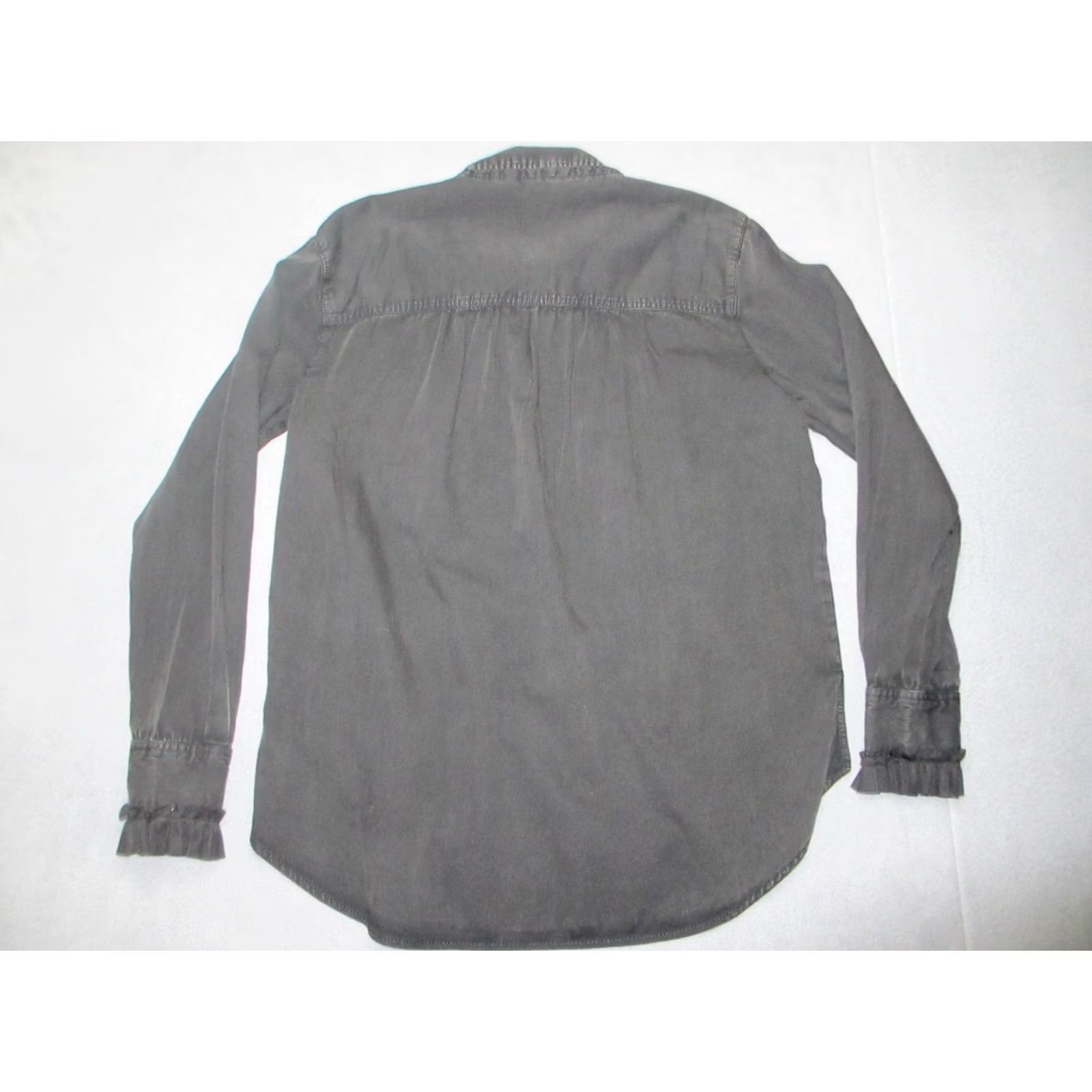 Anthropologie VINTAGE Anthropologie Pilcro Blouse Top Women's S Black Ruffle Front Button Down Size S / US 4 / IT 40 - 6 Thumbnail