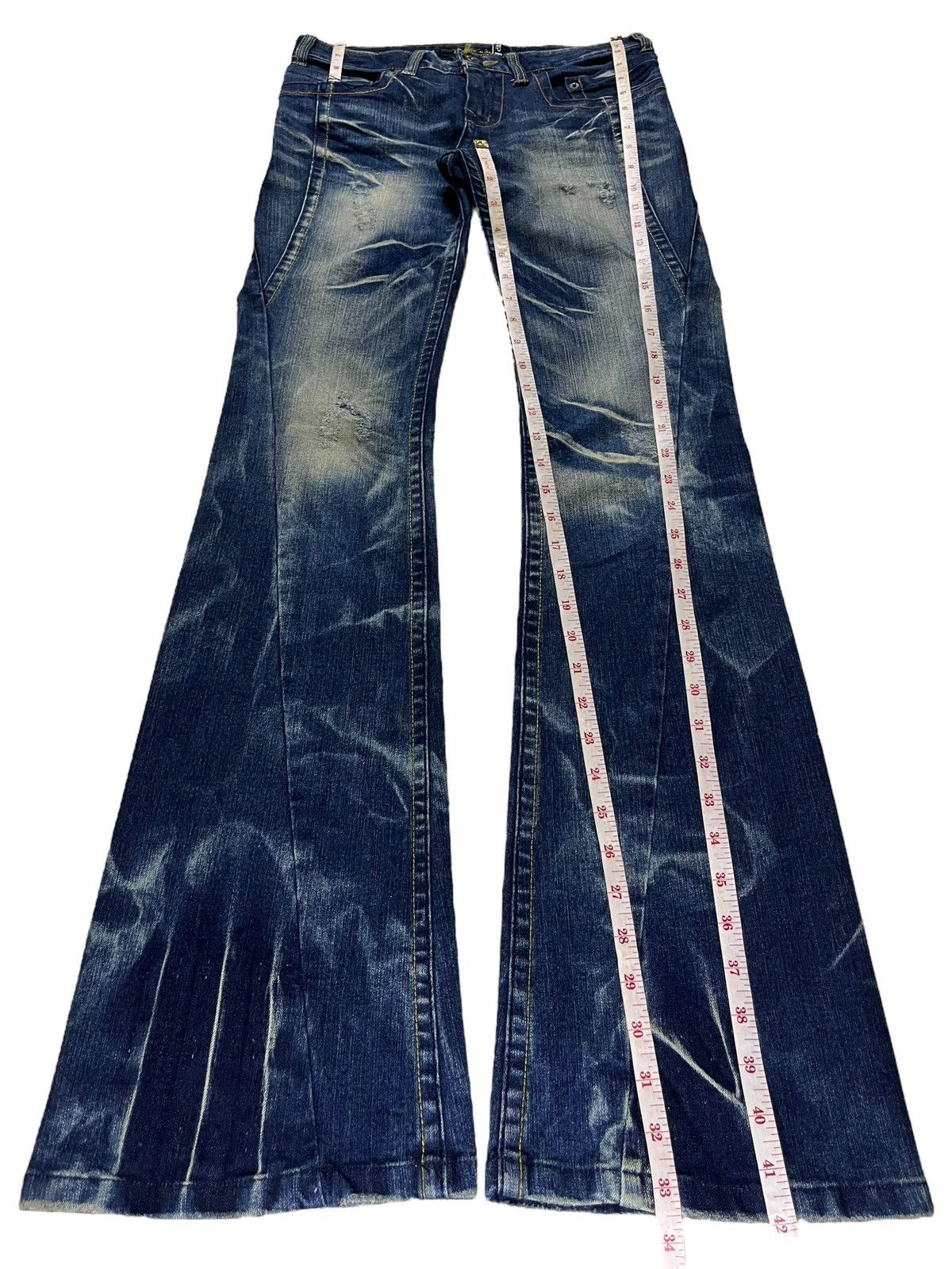 Japanese Brand Vintage Japanese Brand Sick Mud Wash Distressed Flare Jeans Size 29" - 13 Thumbnail