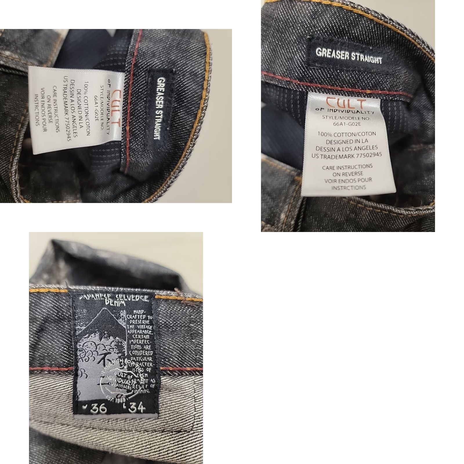Cult Of Individuality Cult of Individuality Jeans Straight Mens size 36x34 Button Fly Selvedge Denim 5-Pocket Cassic Vintage? Size US 36 / EU 52 - 11 Thumbnail