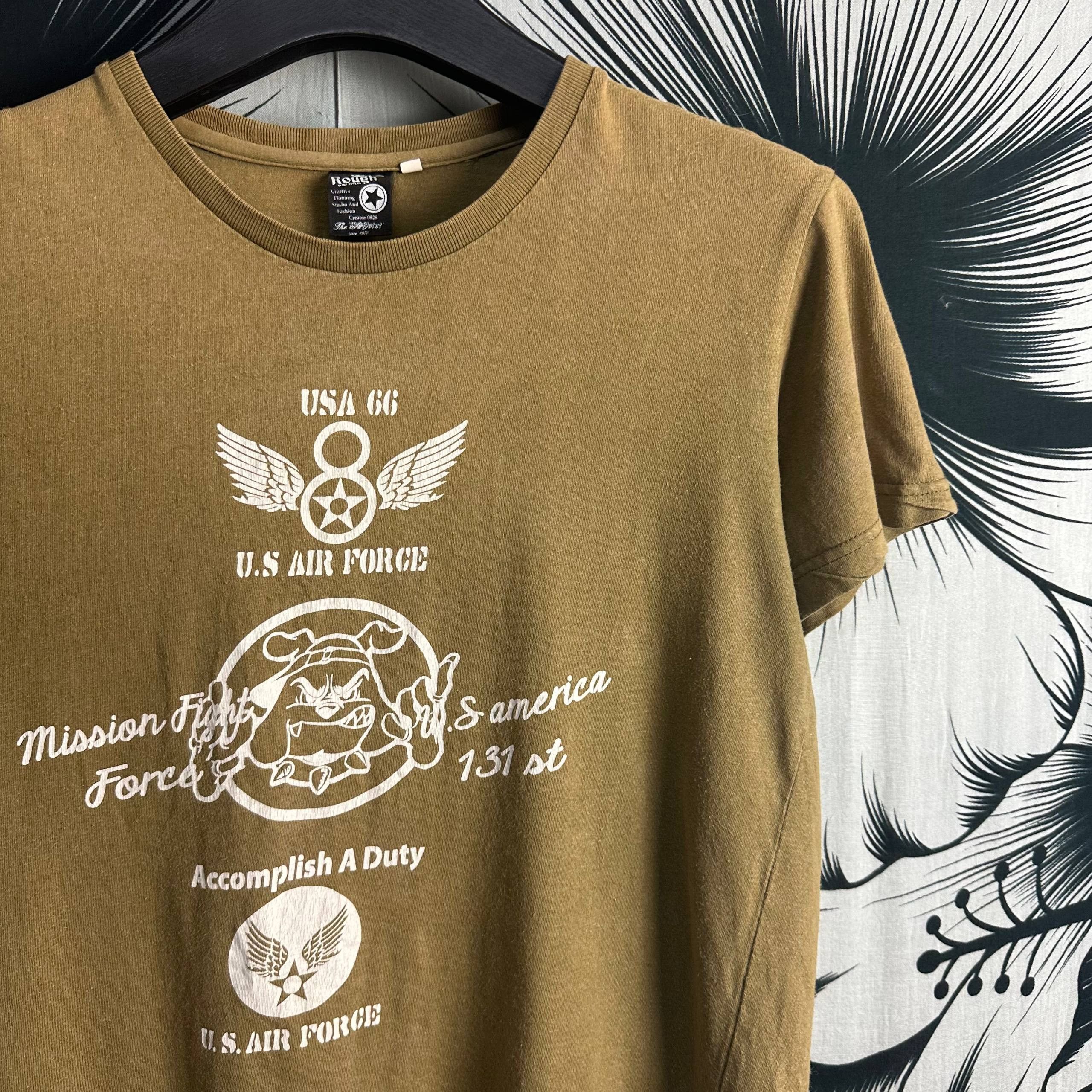 Vintage USAF Army Military Rough Japanese Brand T-Shirt Size US L / EU 52-54 / 3 - 4 Thumbnail