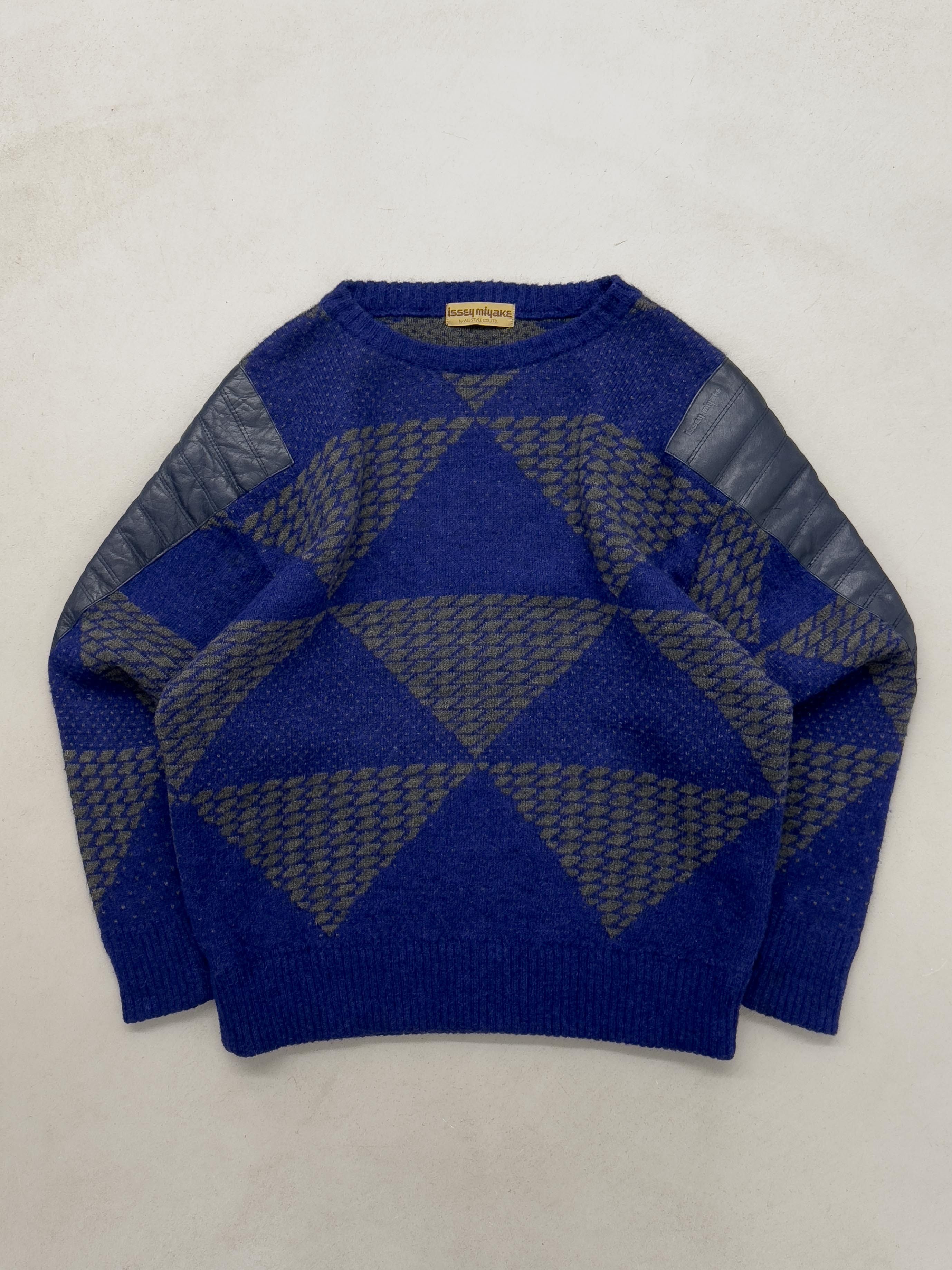 Issey Miyake Issey Miyake 1970s Archive Leather Patch Wool Sweater Size US M / EU 48-50 / 2 - 1 Thumbnail