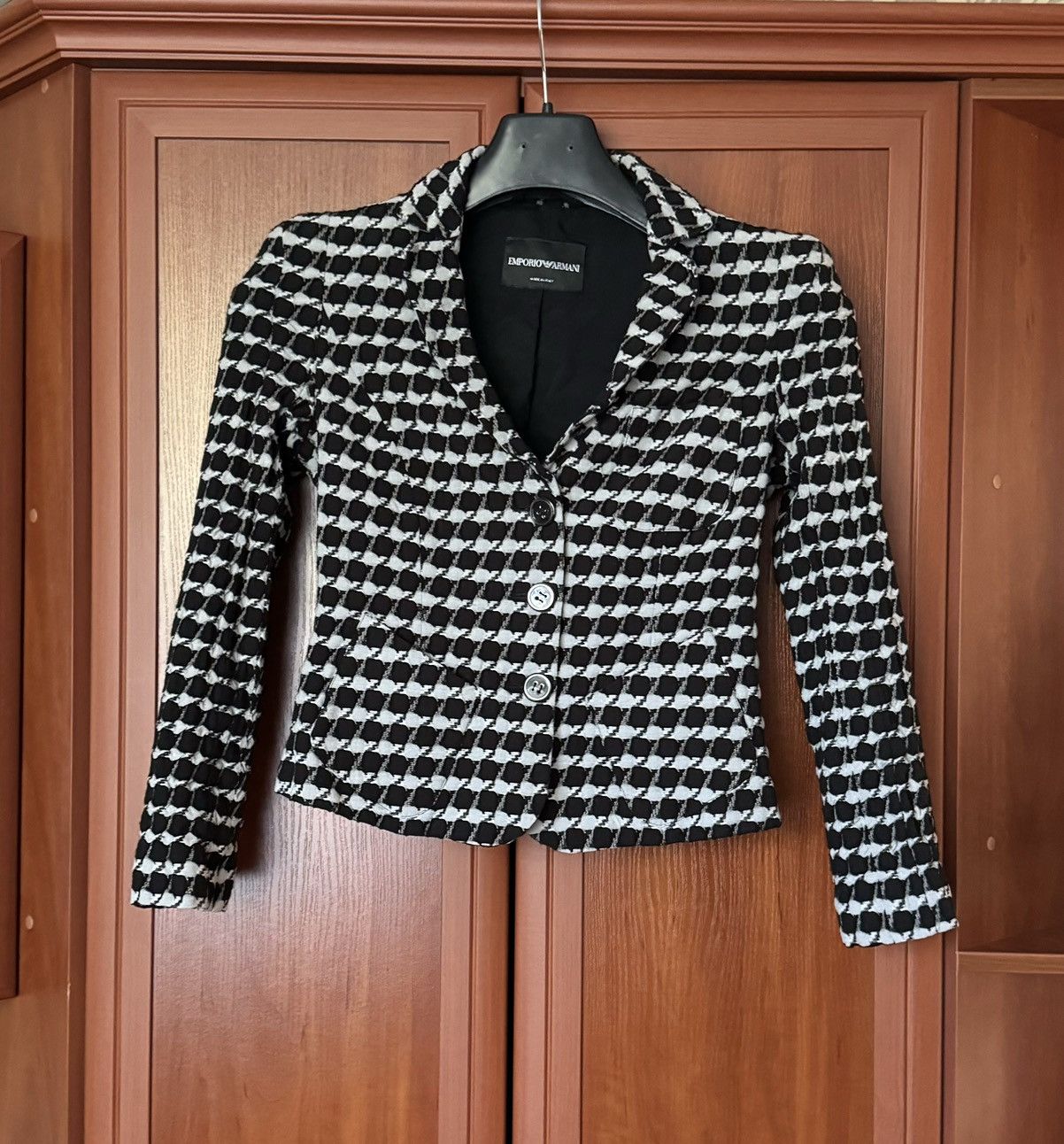 Vintage Emporio Armani 42 checkered black white blazer button jacket Size M / US 6-8 / IT 42-44 - 17 Thumbnail