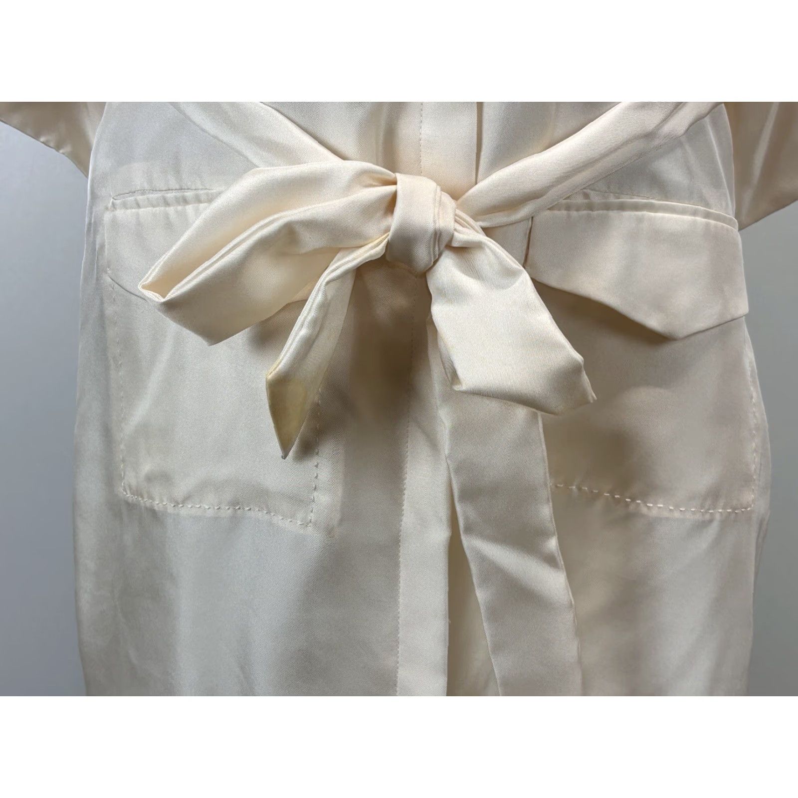 Vintage VINTAGE Eva Khurshid Silk Shift Dress Women’s Size 10 Ivory Short Sleeve Pockets Party Summer Size L / US 10 / IT 46 - 7 Thumbnail
