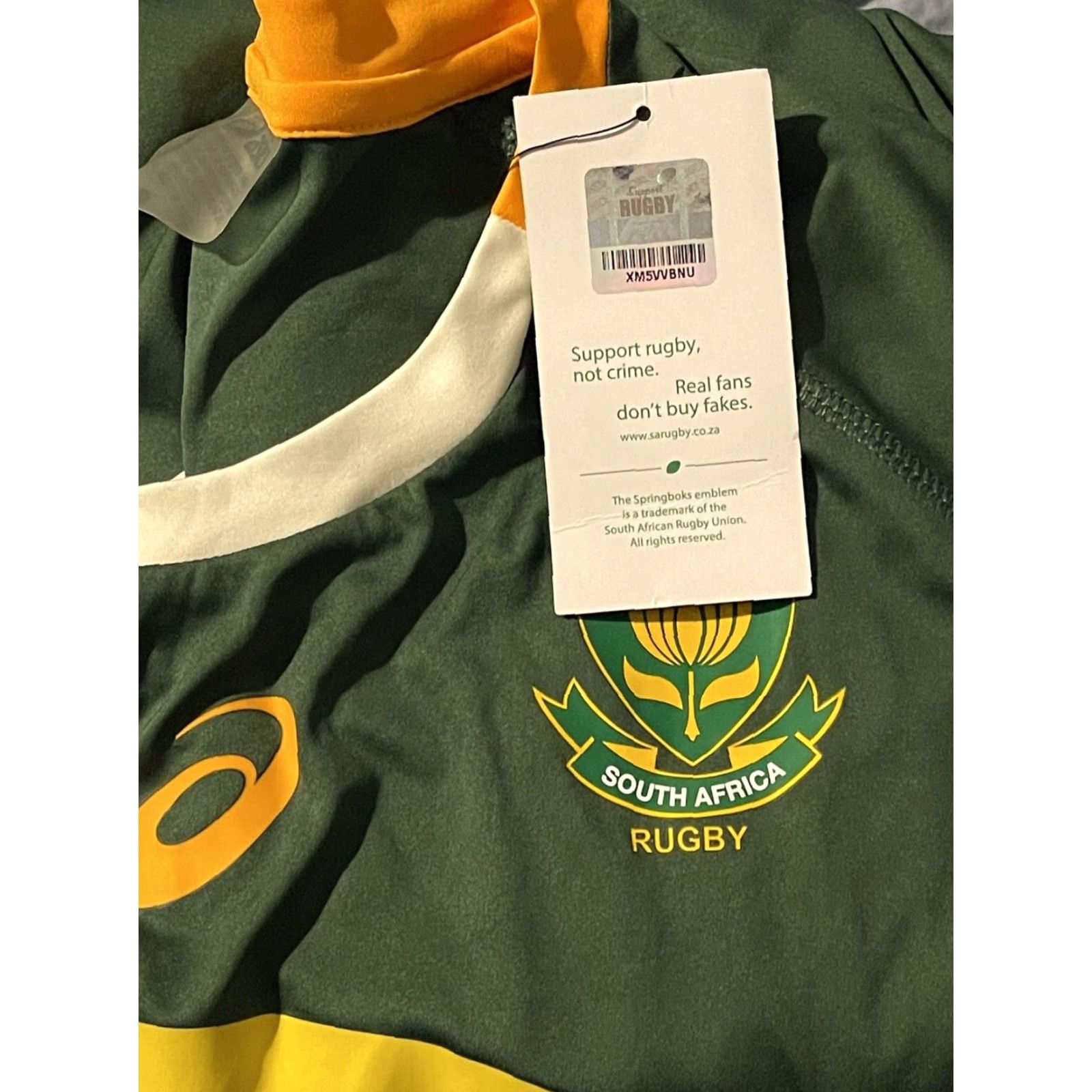 Asics ASICS South Africa Rugby SB Home Fan Tee Short Sleeve Green Mens T-Shirt XXL Size US XXL / EU 58 / 5 - 7 Thumbnail