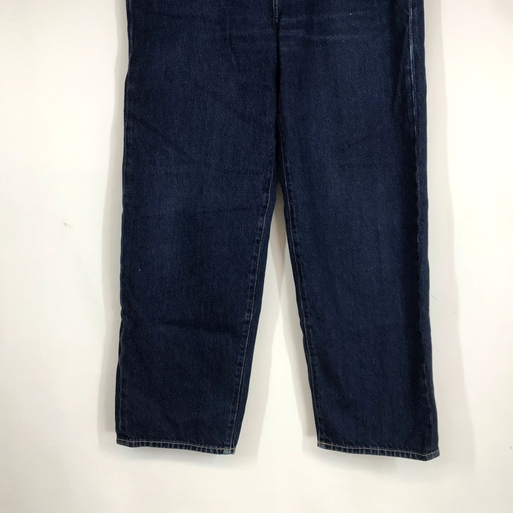 Muji MUJI Dark Indigo Blue Jeans 29 Waist 29 High Rise Wide Leg Straight Denim 100% Cotton Women's - 5-Pocket Zipper Button Casual Size 29" - 3 Thumbnail