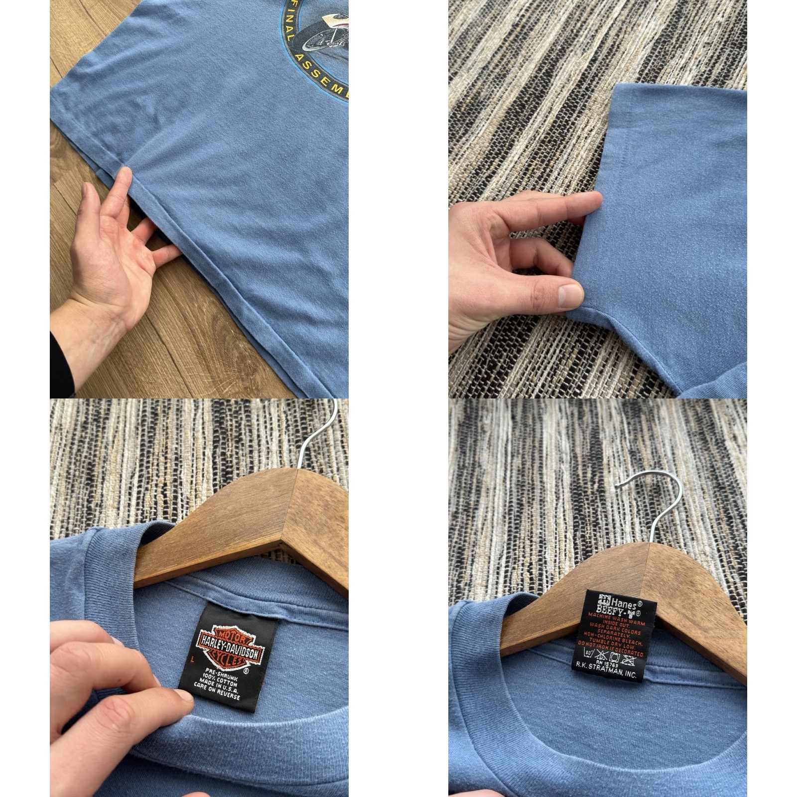 Harley Davidson VINTAGE Harley-Davidson T-Shirt Men L Blue 90s York Museum Single Stitch Logo Theme 80s 90s Biker Cartoon USA Streetwear Merch 3d Emblem Size US L / EU 52-54 / 3 - 8 Thumbnail