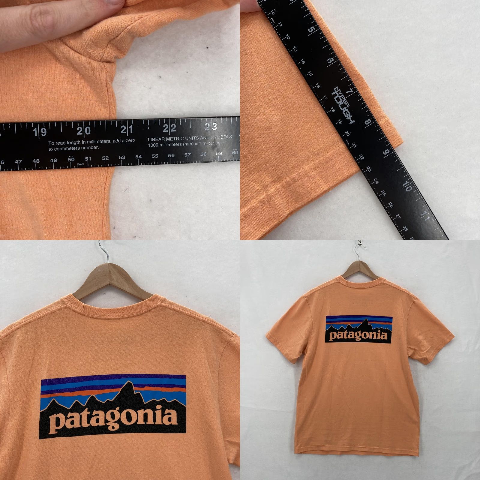 Patagonia Patagonia Shirt Mens M Peach P-6 Logo Responsibili-Tee Pocket Regular Fit Shirt Mens Short Sleeve Crew Neck Graphic Print Size US M / EU 48-50 / 2 - 8 Thumbnail
