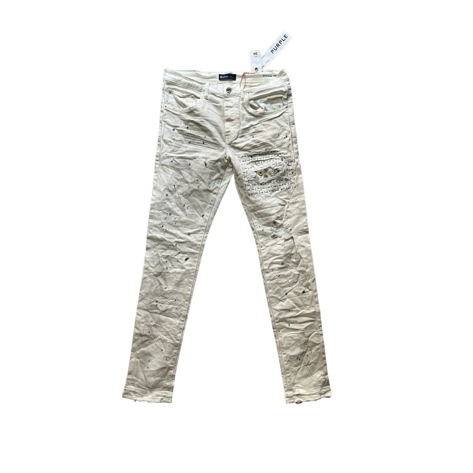 Purple Brand Purple Brand Jeans Mens Slim Fit P001 Cream Size 34/32 Size US 34 / EU 50 - 1 Thumbnail
