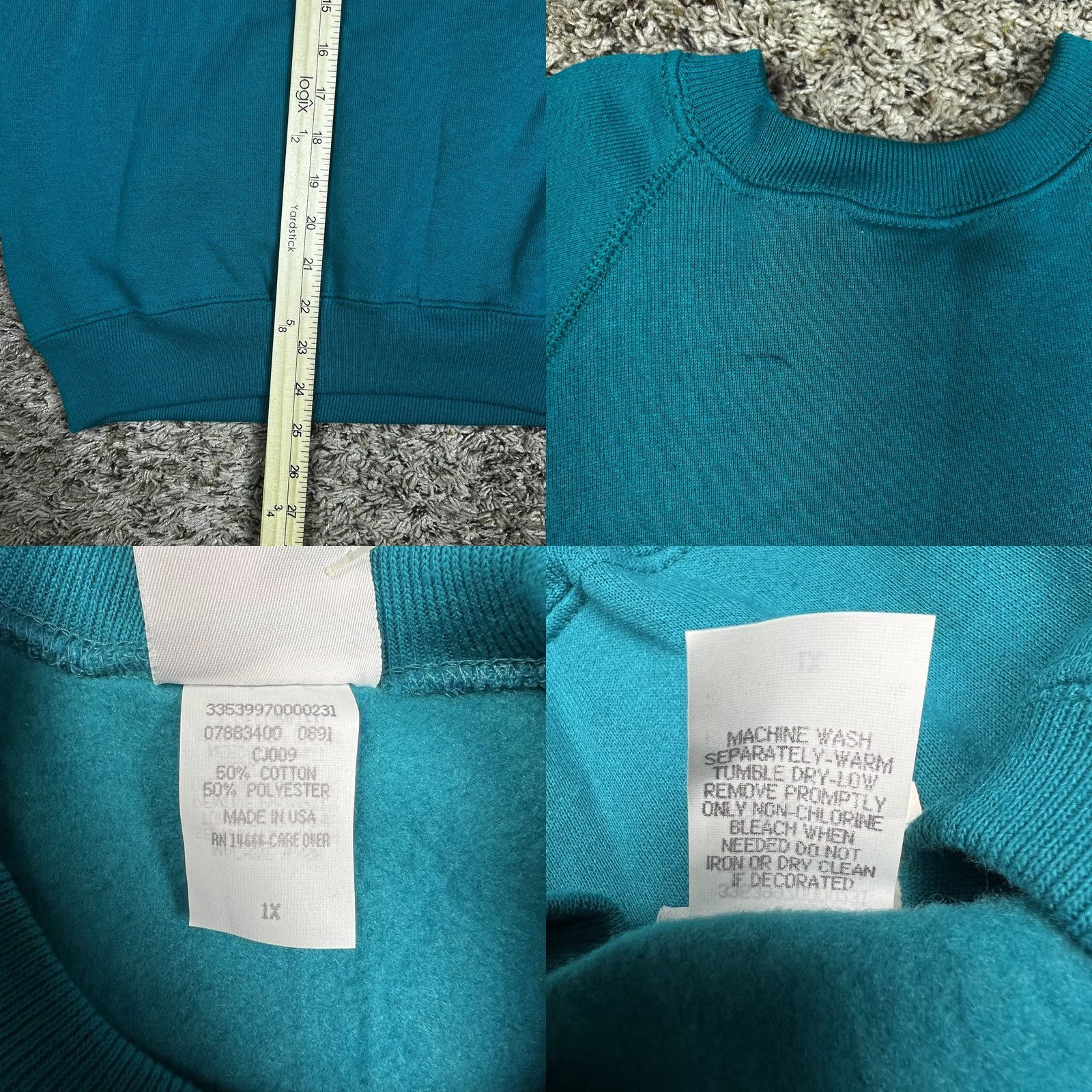 Altea VINTAGE Raglan Crewneck Sweatshirt Adult Large Teal 50/50 USA Mainstreet Sport Shirt Boys? Size US L / EU 52-54 / 3 - 8 Thumbnail