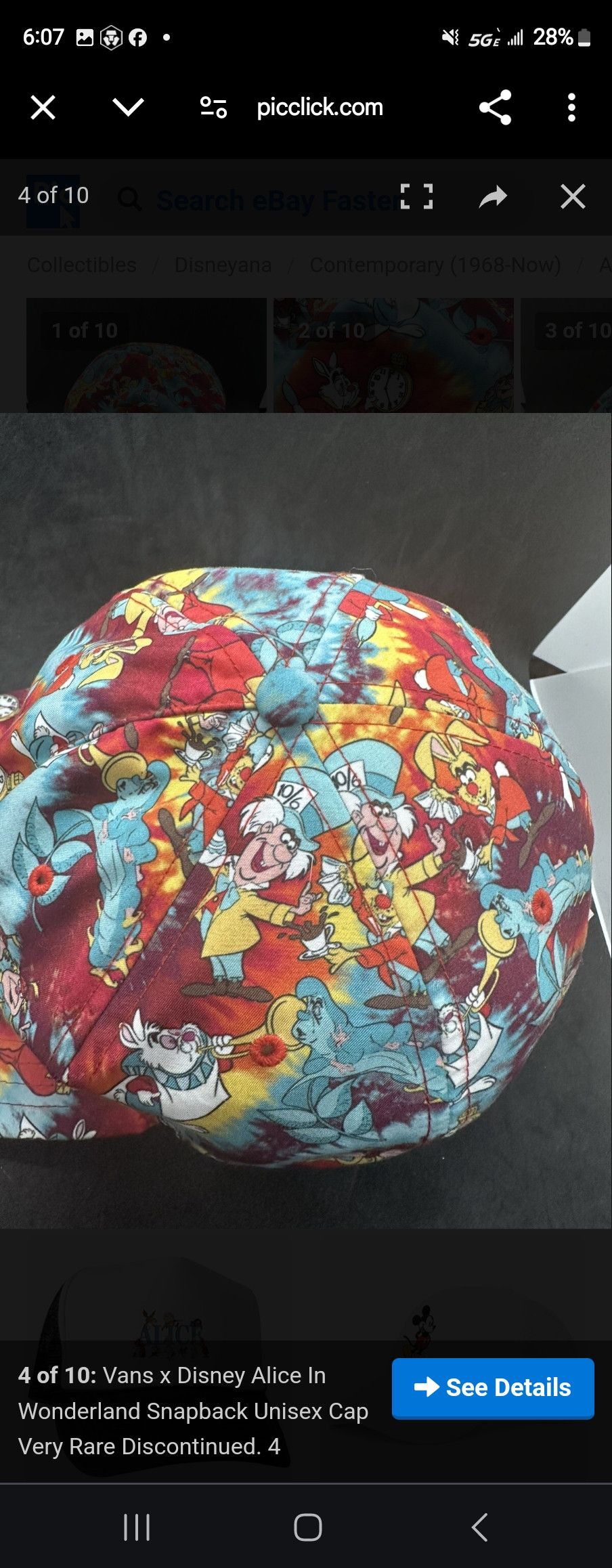 Disney × Vans VANS x Disney "Alice in Wonderland" Baseball Hat Cap Size ONE SIZE - 4 Thumbnail