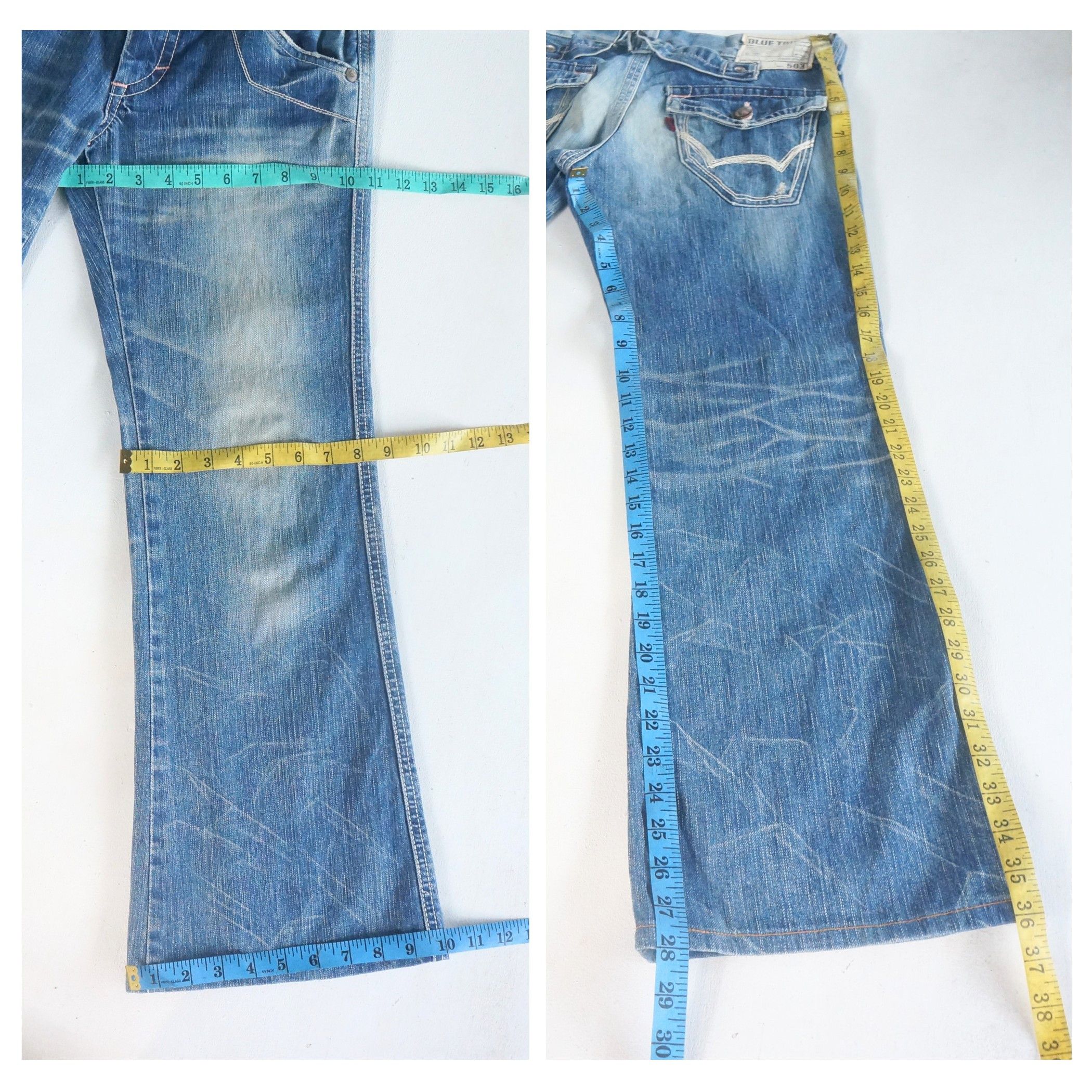 Edwin Edwin 503 Blue Trip Cinch Back Low Rise Flare Jeans Size 30" / US 8 / IT 44 - 9 Thumbnail