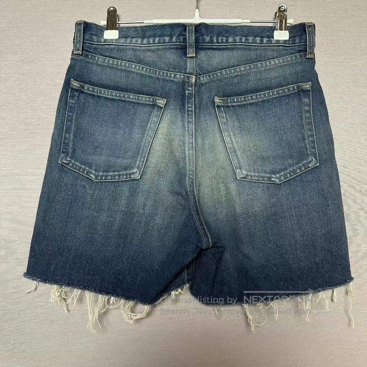 Saint Laurent Paris Saint Laurent Blue Frayed Denim Shorts. Size 28" / US 6 / IT 42 - 2 Thumbnail