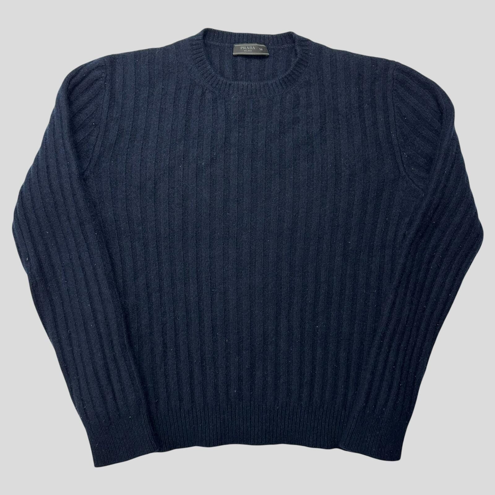 Prada Prada Milano 00’s 3D Ribbed Navy Wool Knit Sweater - S Size US S / EU 44-46 / 1 - 1 Thumbnail