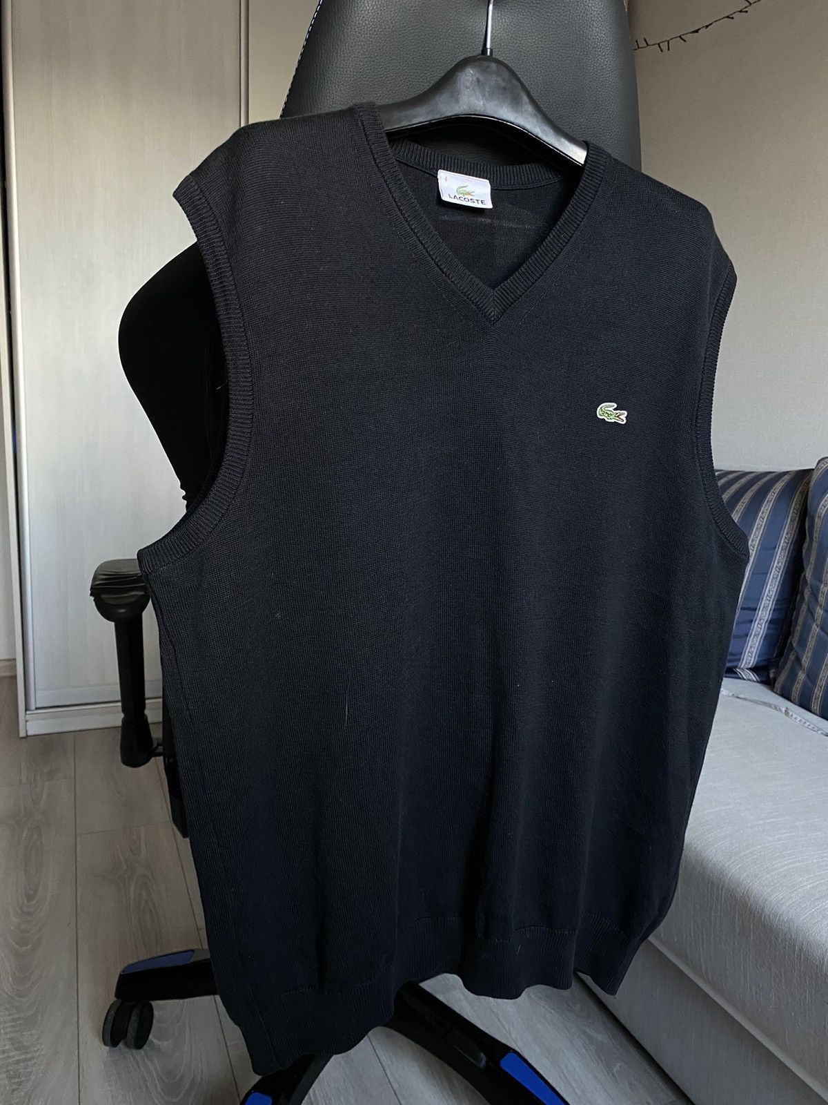 Lacoste × Vintage Lacoste wool vest sleeveless black crocodile Size US M / EU 48-50 / 2 - 3 Thumbnail