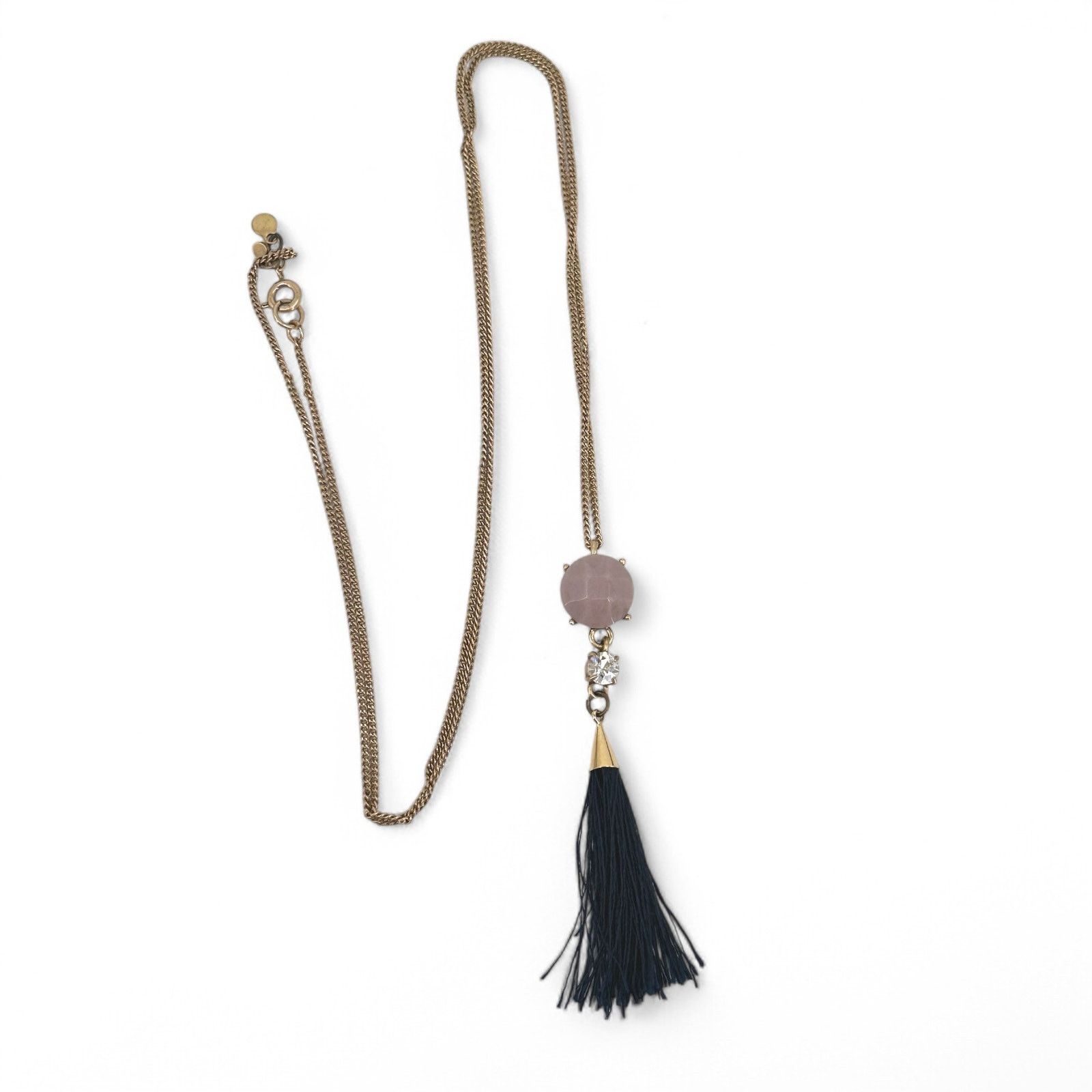 Ann Taylor Ann Taylor Necklace Rhinestone and Black Tassel Pendant Size ONE SIZE - 6 Thumbnail