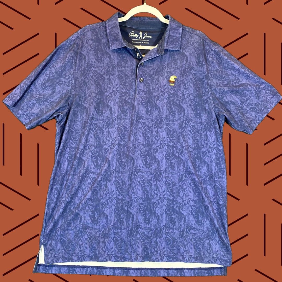 Vintage Bobby Jones Polo Shirt Mens Large Blue Floral Golf Rehoboth CC S/S Size US L / EU 52-54 / 3 - 1 Thumbnail