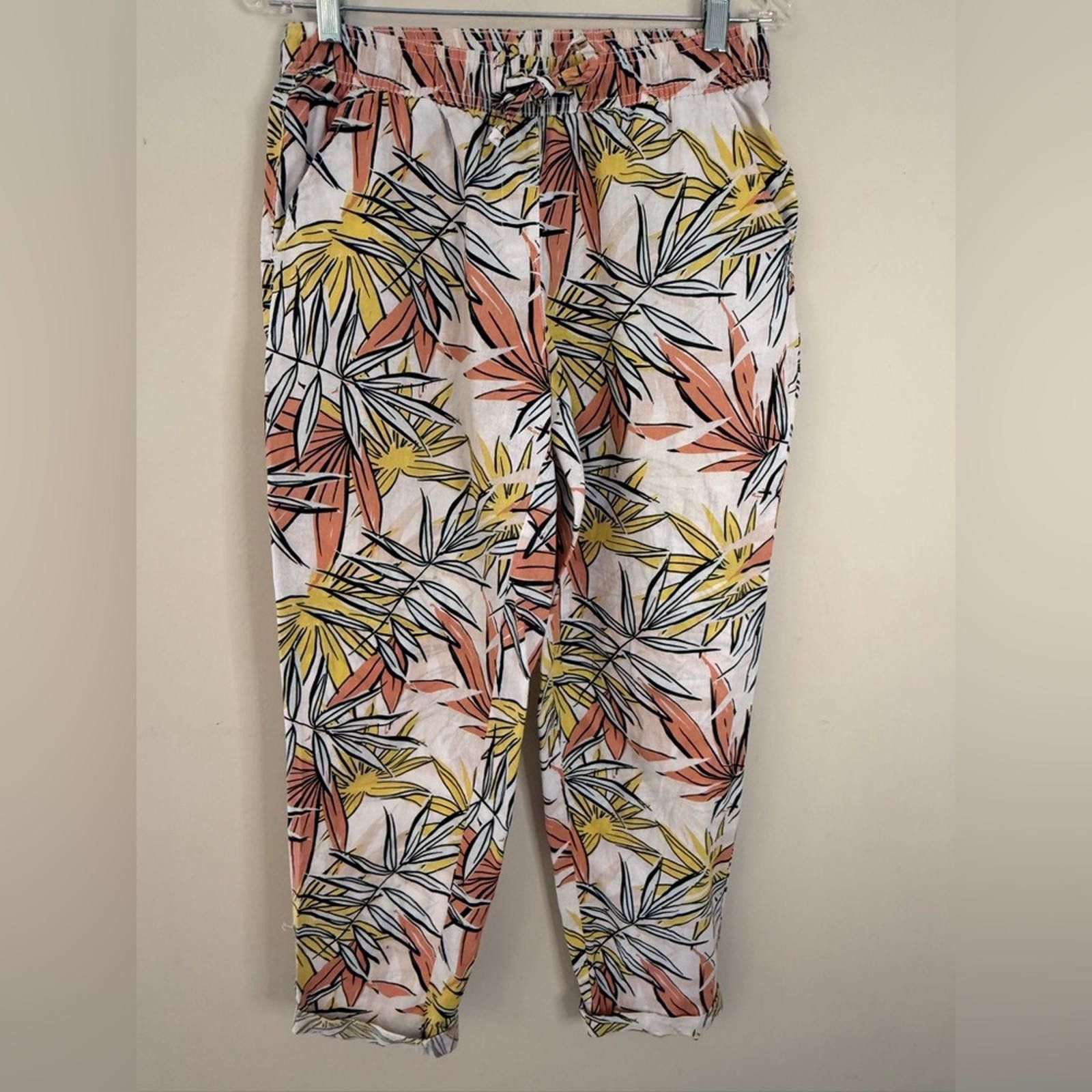 Marine Serre Serra tropical floral cotton linen cropped pants SZ SM Size 28" / US 6 / IT 42 - 1 Thumbnail