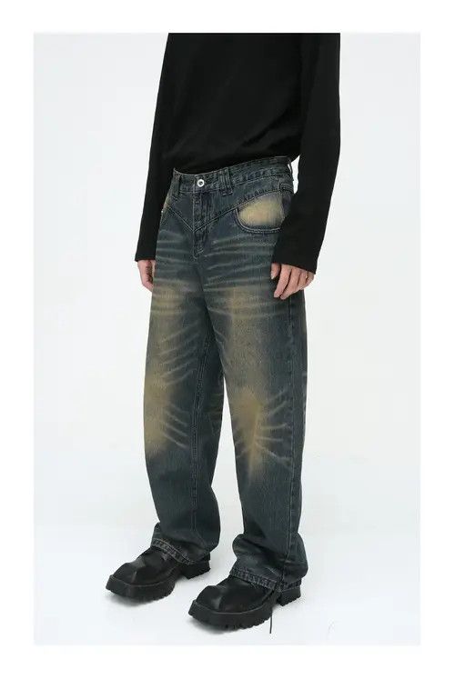 Japanese Brand × Jean American style washed vintage distressed whisker jeans y2k Size US 32 / EU 48 - 3 Thumbnail
