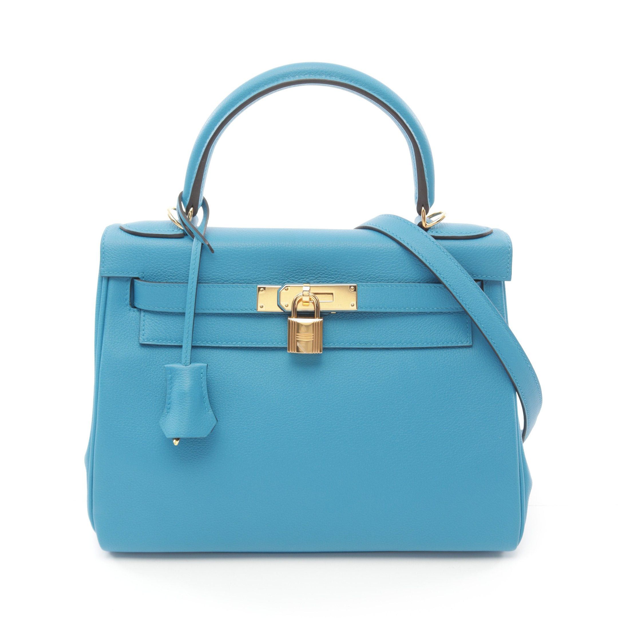 Hermes Hermes Kelly28 Blue Zanzibar Handbag Leather Gold Hardware Inner Stitch A Stamp Size ONE SIZE - 1 Thumbnail