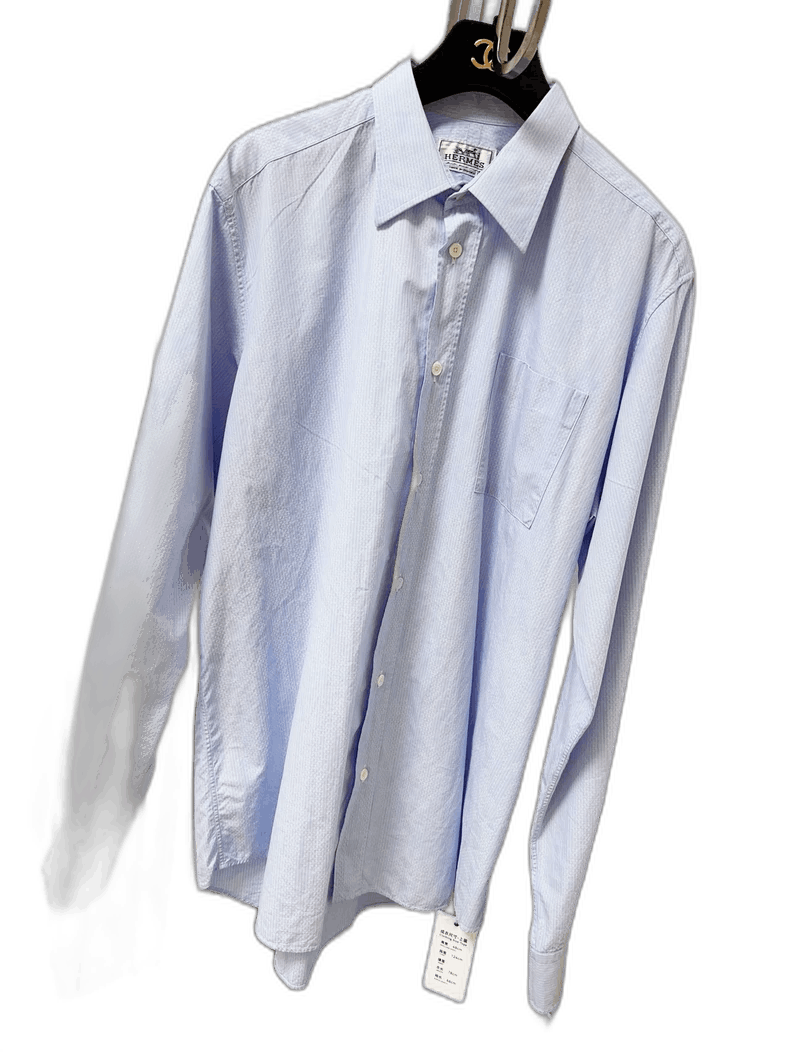 Hermes Hermes Blue Striped Long Sleeve Shirt-2506 Size US M / EU 48-50 / 2 - 1 Thumbnail