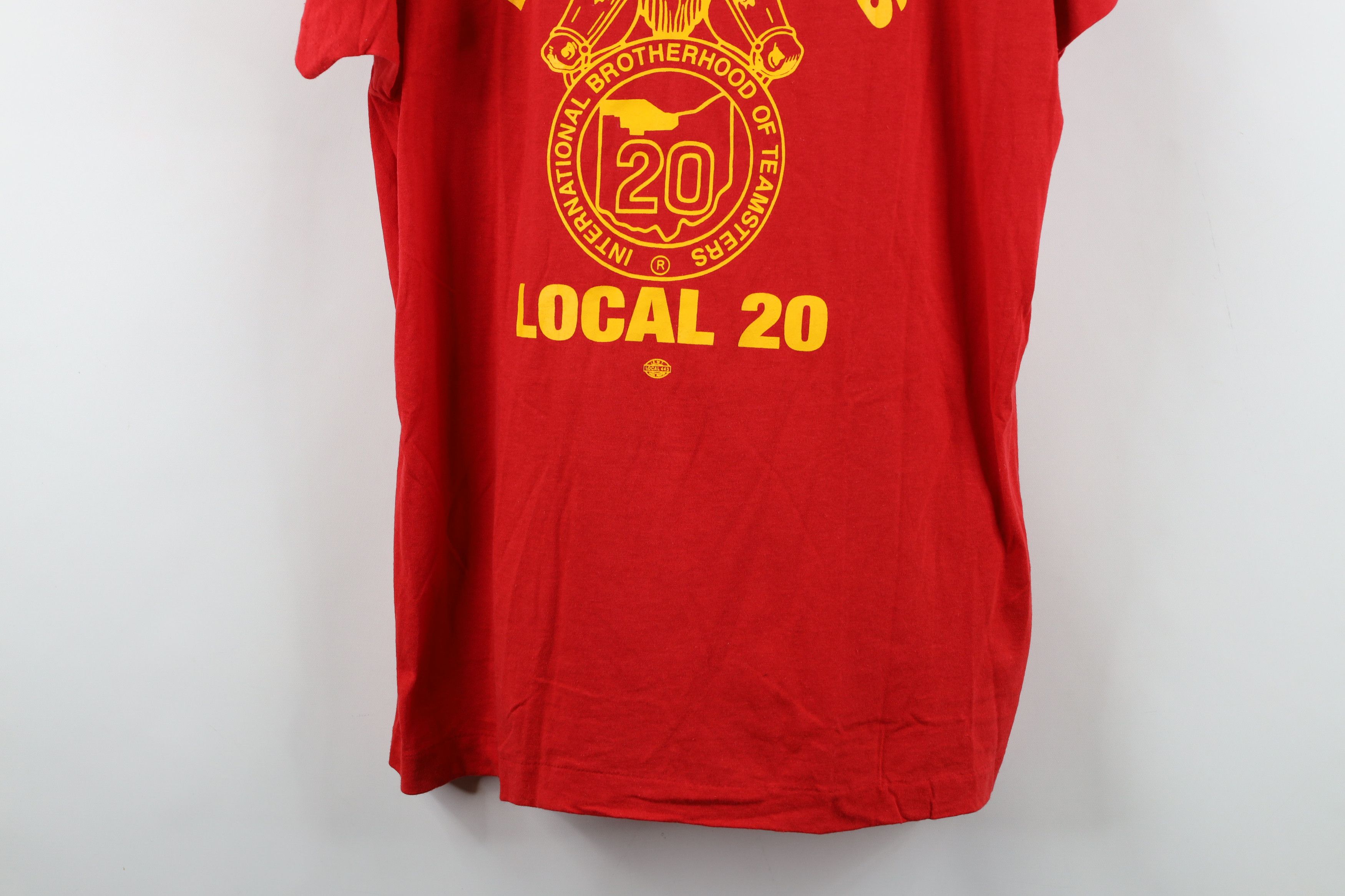 Vintage Vintage 80s Spell Out Teamsters Local 20 T-Shirt Red USA Size US XL / EU 56 / 4 - 3 Thumbnail