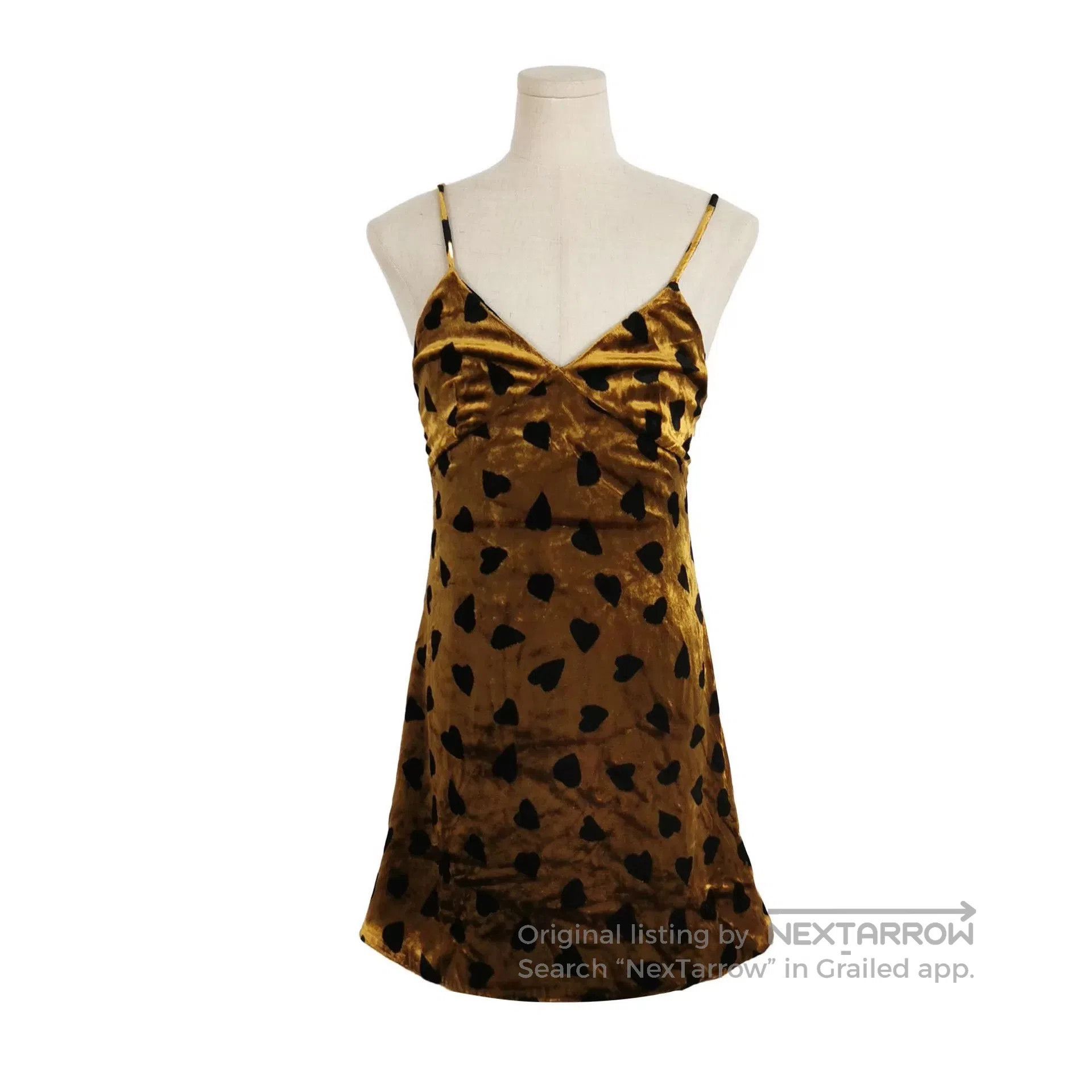 Saint Laurent Paris Saint Laurent Brown Velvet Heart Pattern Dress. Size XS / US 0-2 / IT 36-38 - 1 Thumbnail
