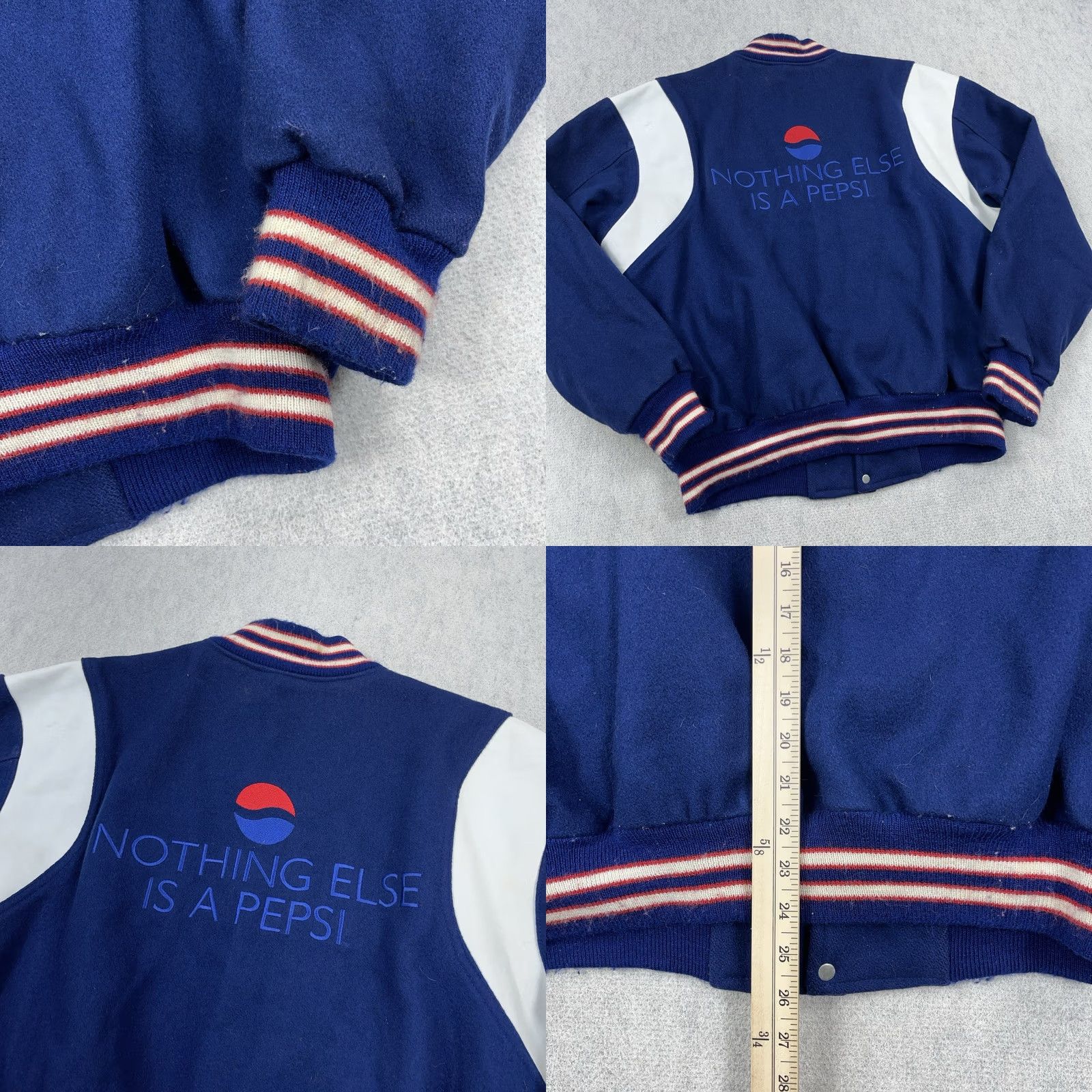 Vintage VINTAGE Pepsi Bomber Jacket Mens L Blue Wool Snap Horizon 90s Embroidered Fashion Casual Mens Size US L / EU 52-54 / 3 - 10 Thumbnail