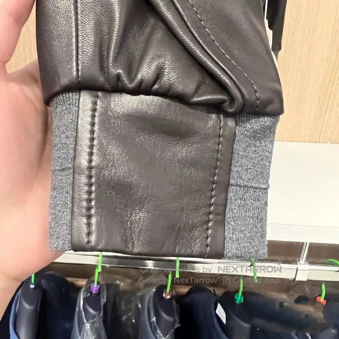 Brunello Cucinelli black lambskin jacket with gray knit collar. Size US M / EU 48-50 / 2 - 4 Thumbnail