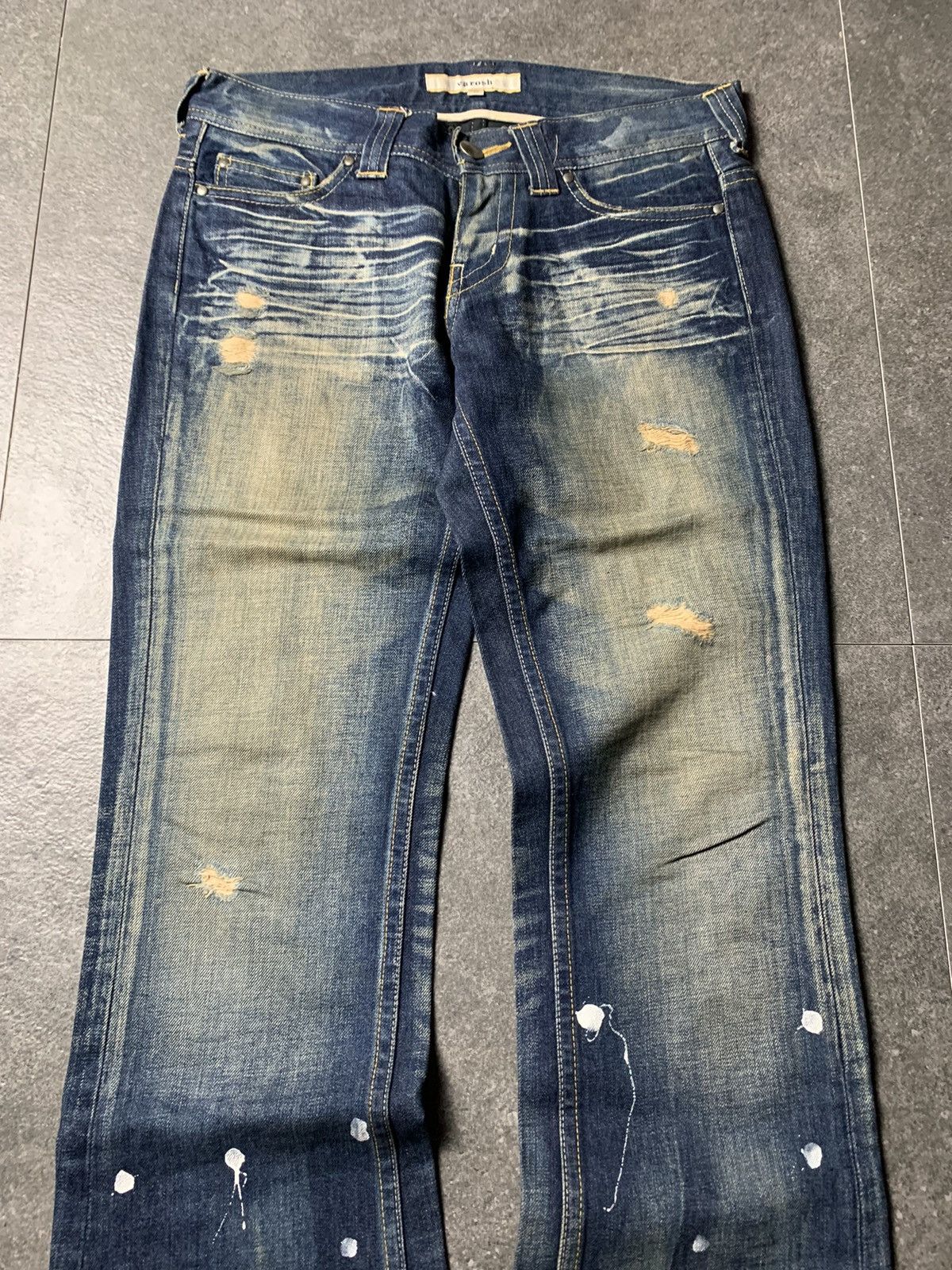 If Six Was Nine 2000s Varosh Studded Statement Mud Wash Flared Jeans Size US 32 / EU 48 - 3 Thumbnail