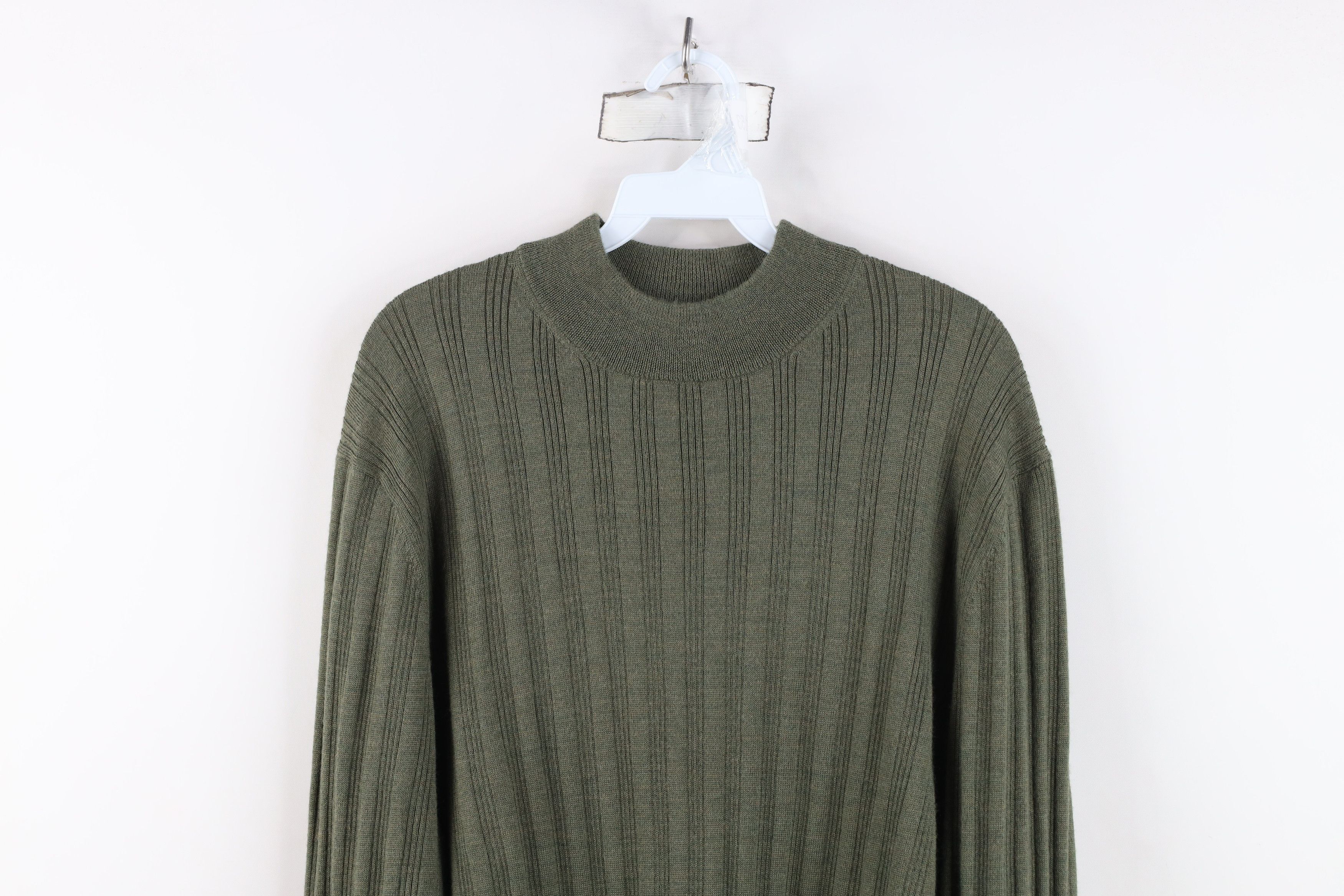 Vintage Vintage 90s Streetwear Ribbed Knit Mock Neck Sweater Size US L / EU 52-54 / 3 - 2 Thumbnail