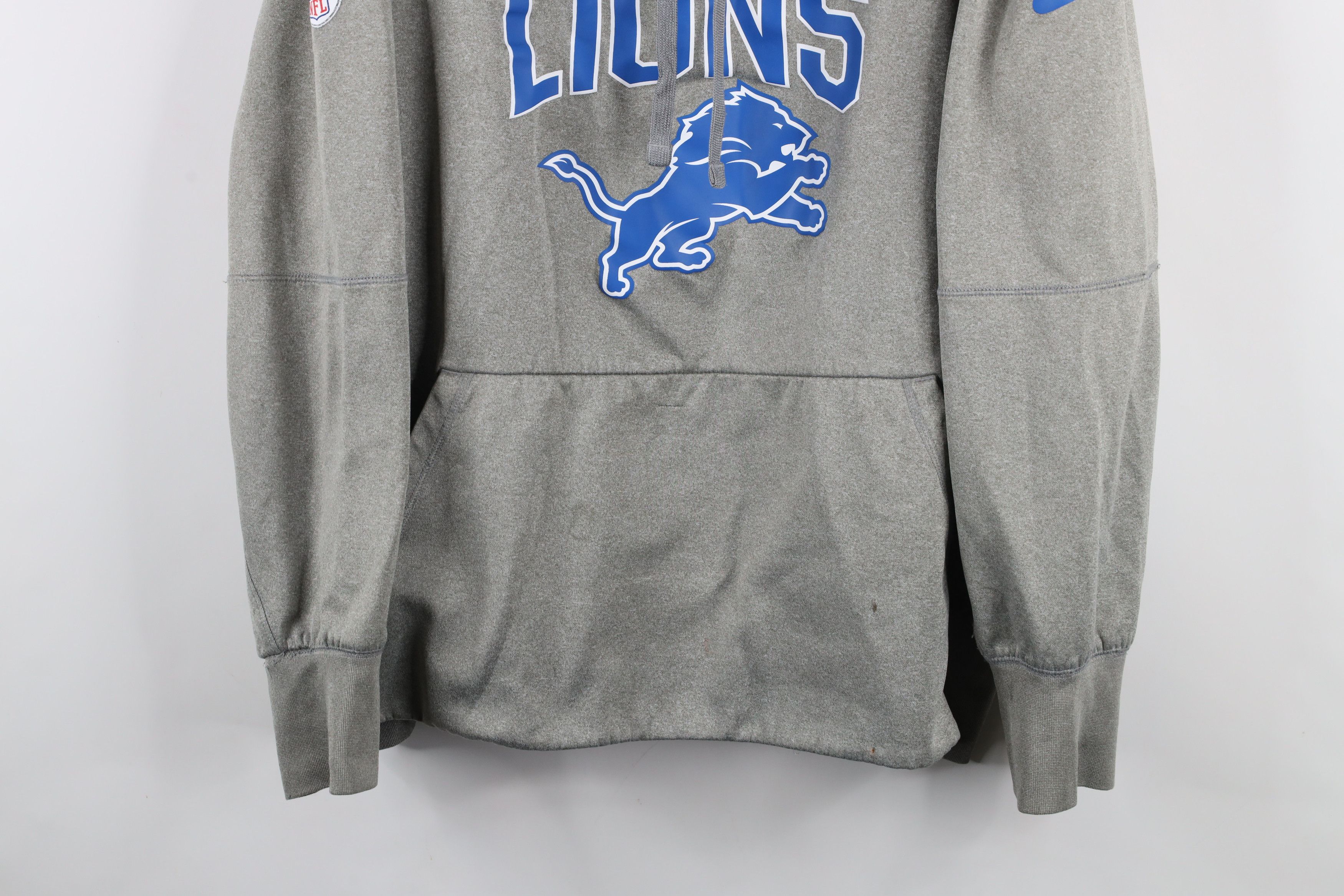 Nike × Vintage Nike Cropped Detroit Lions Football Hoodie Sweatshirt Gray Size 3XL / US 20-22 - 3 Thumbnail