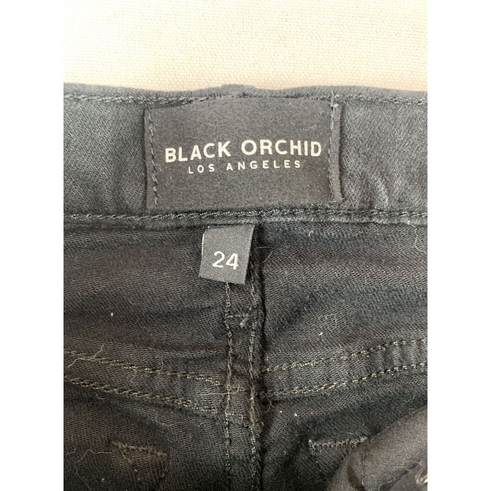 Vintage BLACK ORCHID LOS ANGELES JEANS WOMENS SKINNY 24 NOLA FRONT ZIP BLACK Size 42" / US 20 - 5 Thumbnail