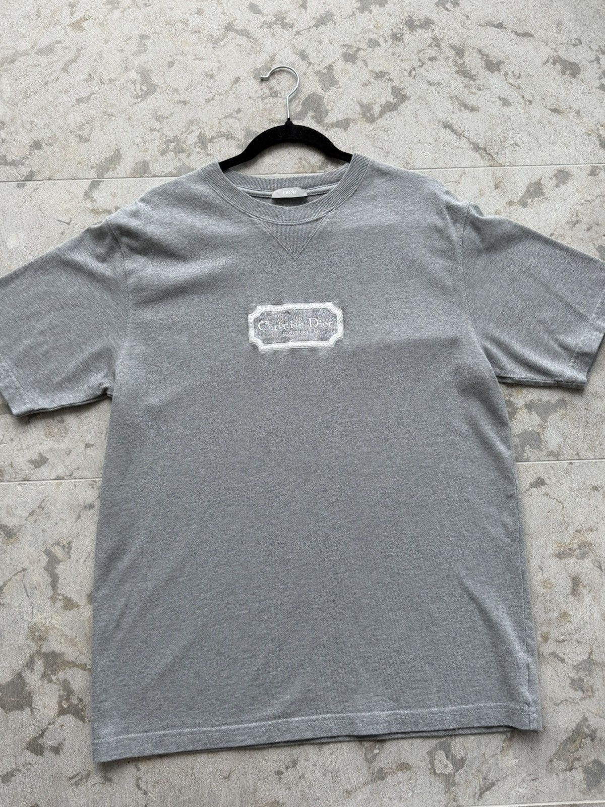 Dior Christian Dior Couture Embroidered Logo T-Shirt Grey