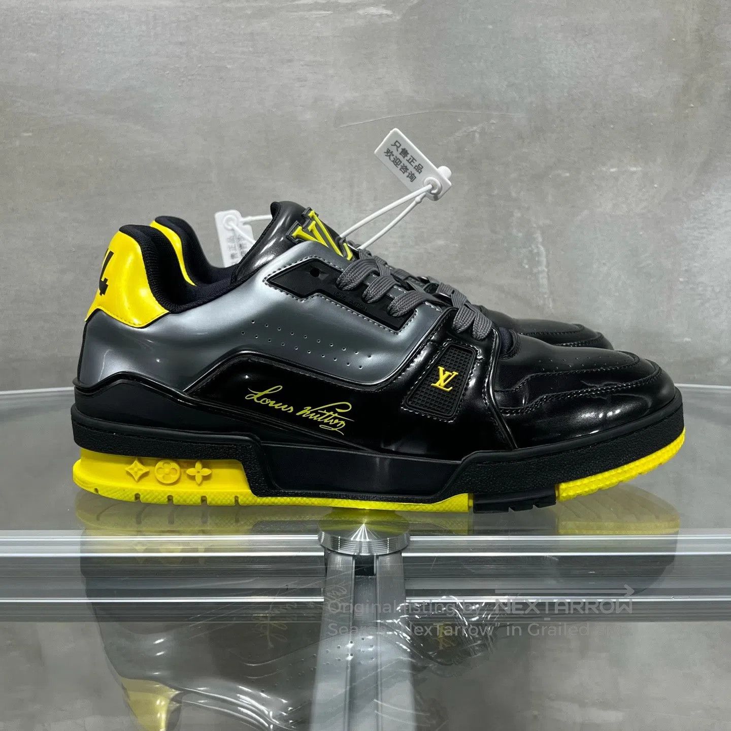 Louis Vuitton Louis Vuitton Trainer: Black and yellow painted leather sh Size US 7 / EU 40 - 4 Thumbnail